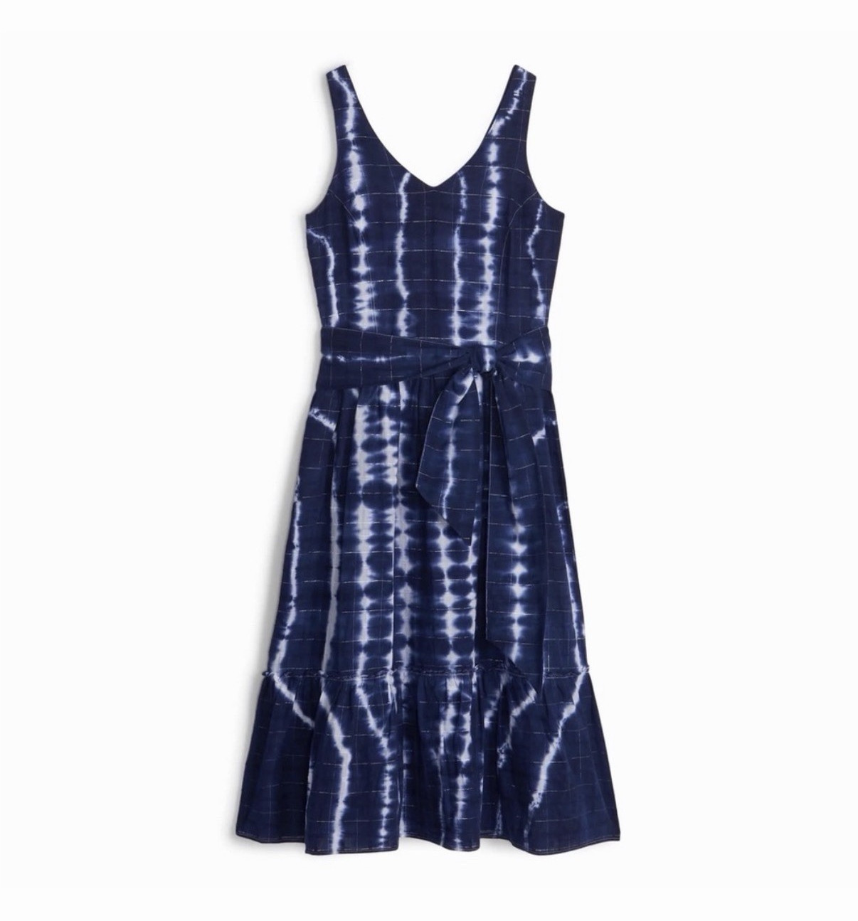 Hatley Tie Dye Sleeveless V-Neck Midi Dress S Belted Tie