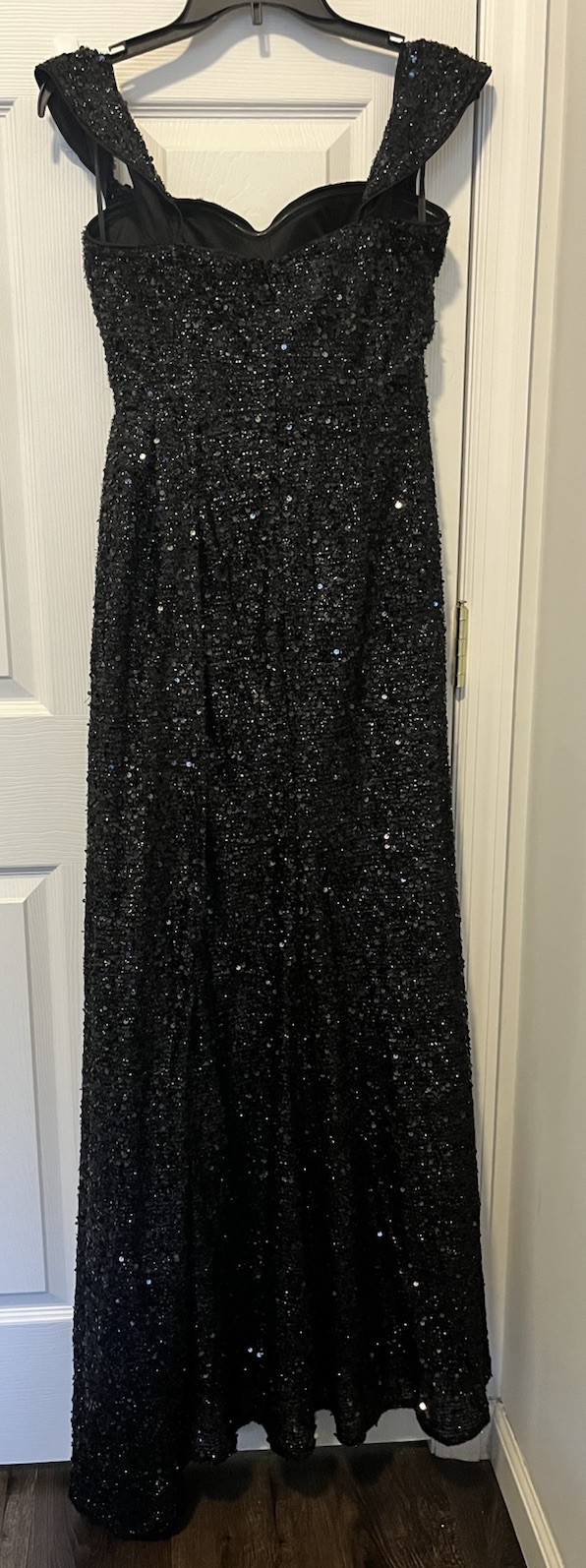 Adyce Black Sequin Gown Size M SIDE SPLIT | Side Train