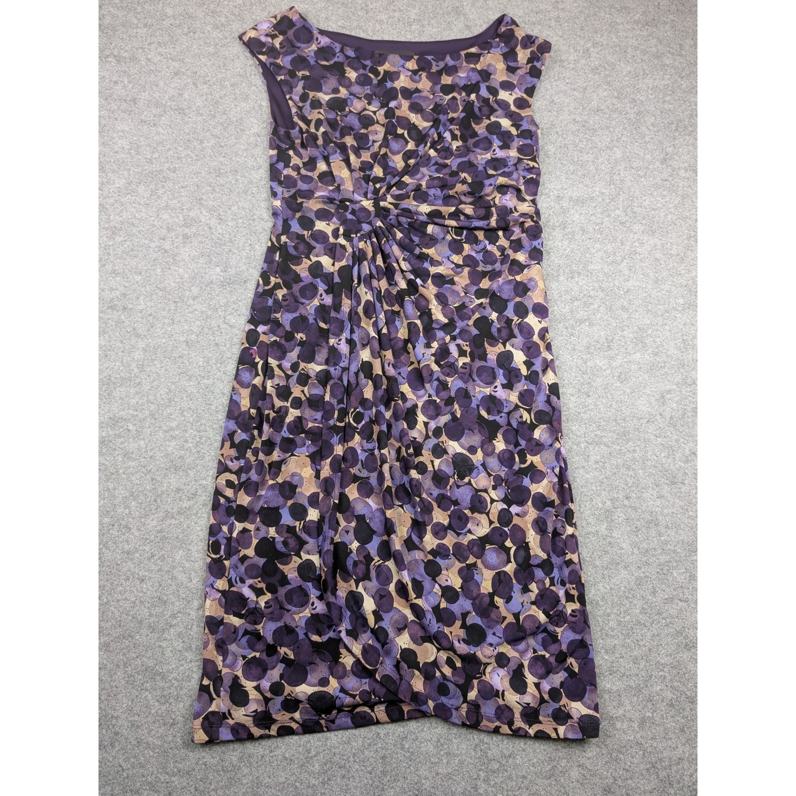 Connected Apparel Purple Abstract Dot Knot Front Sleeveless Sheath Dress Size 8