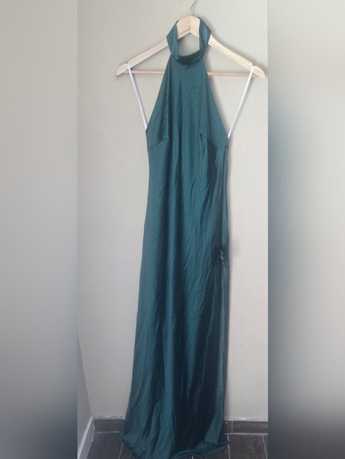 Lulus Love in Your Life Emerald Green Satin Halter Maxi Dress