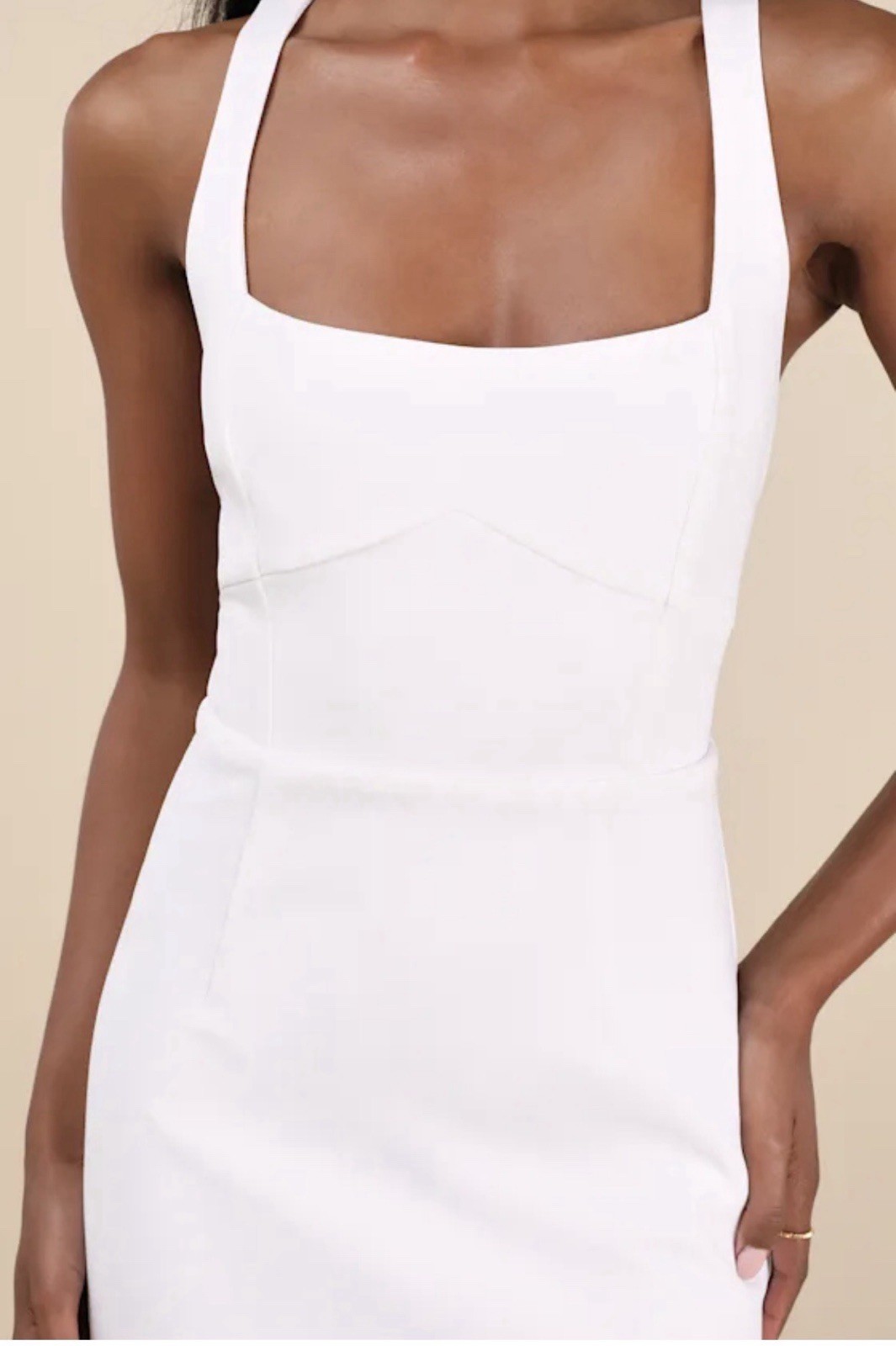 Lulus Vibrant Allure White Square Neck Sleeveless Bodycon Midi Dress Medium NWT
