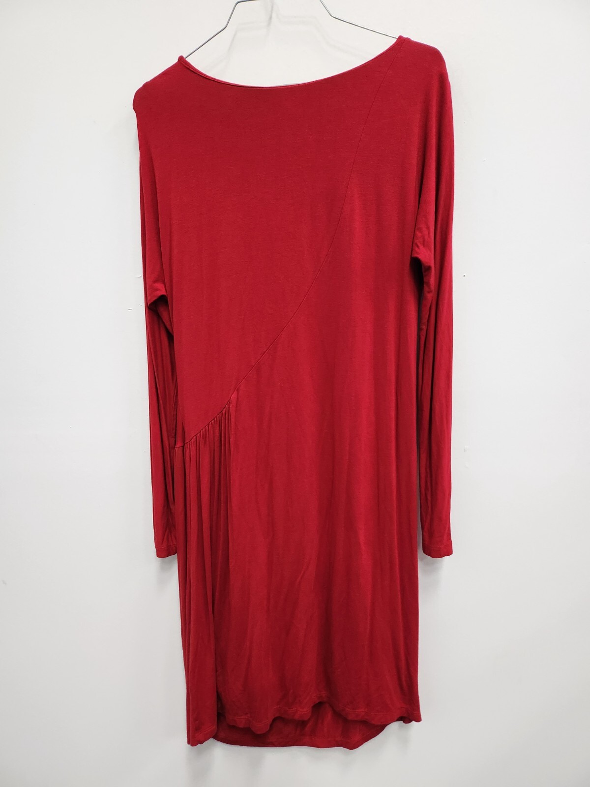 Picadilly Midi Dress Medium Red Ruched Long Sleeve Jersey Carrier Holiday Office