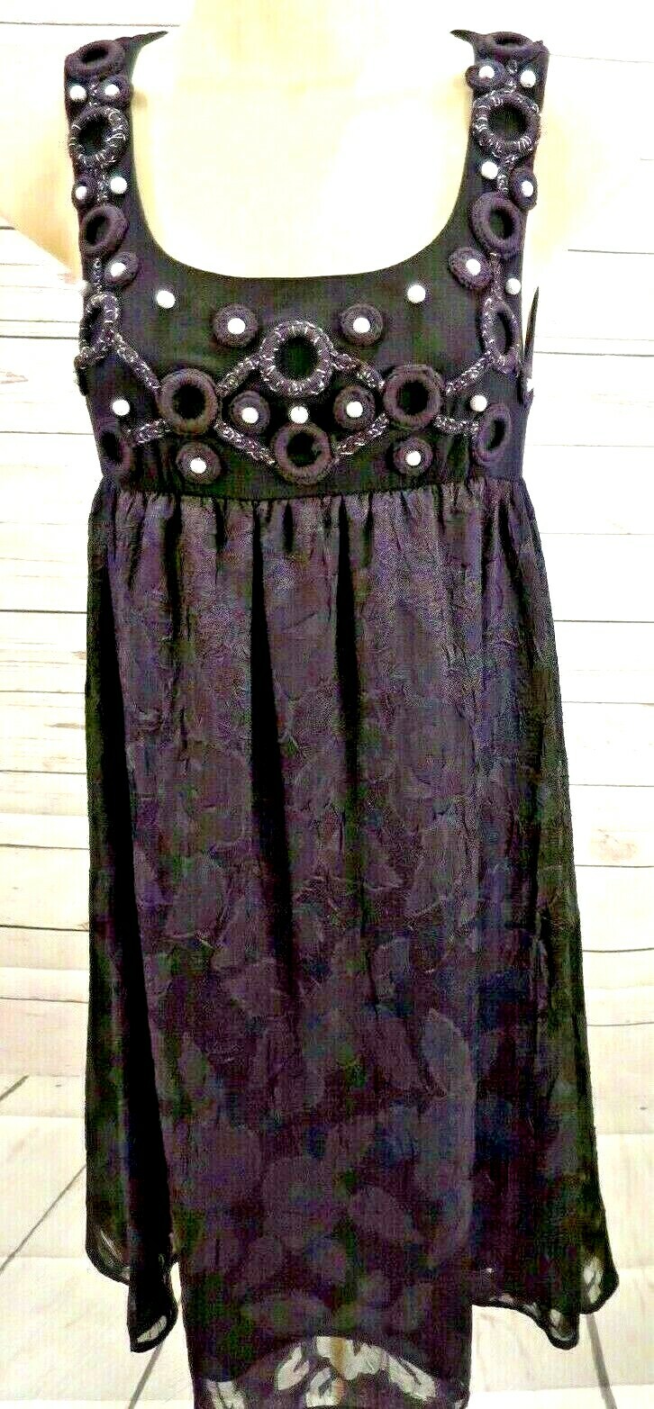 Miss Me Collection Dress Size S Sleeveless Embellished Black Empire Waist Lined
