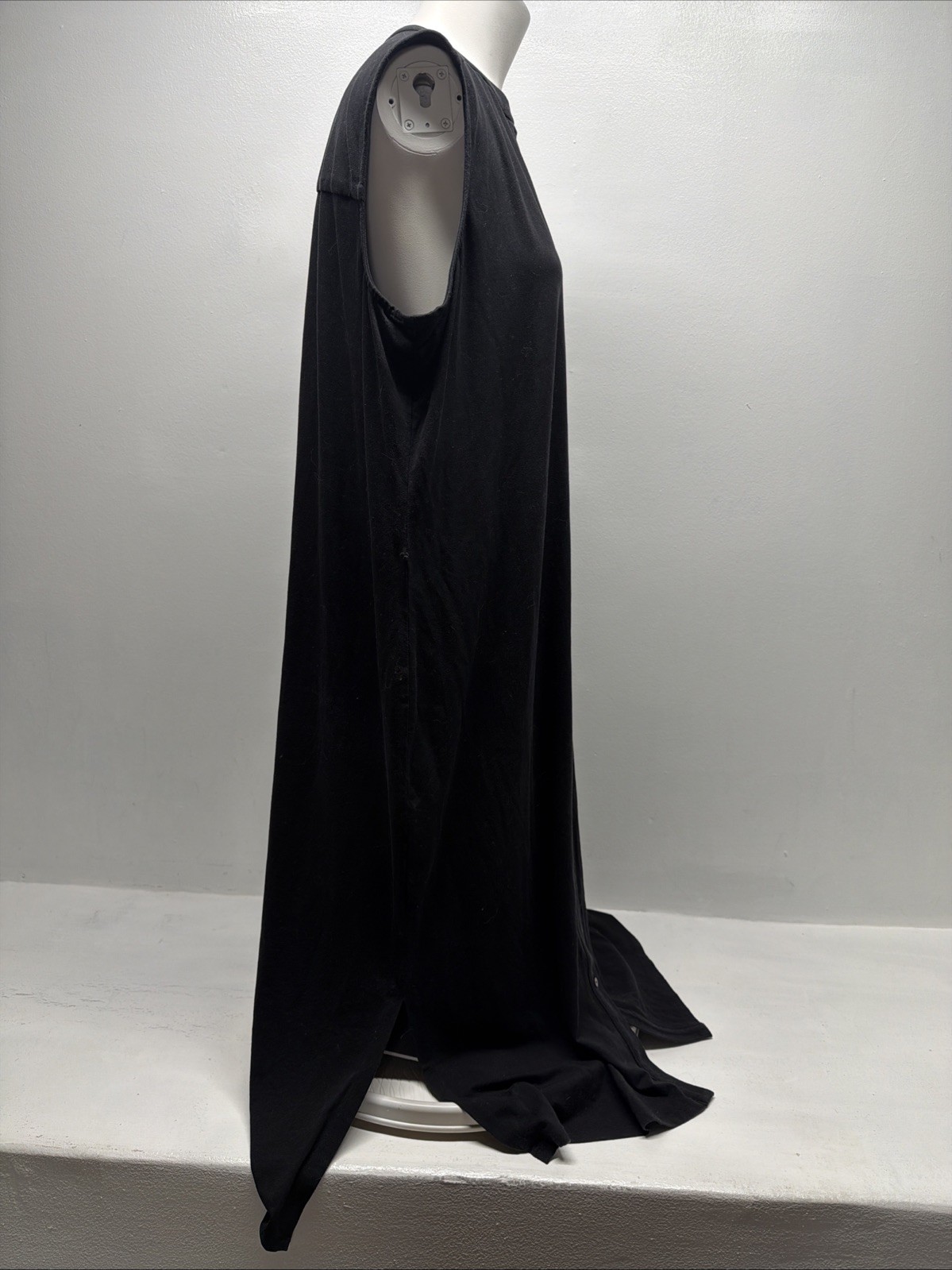 Eileen Fisher Shirt Dress Midi Button Up Sleeveless Lightweight Black Size XL