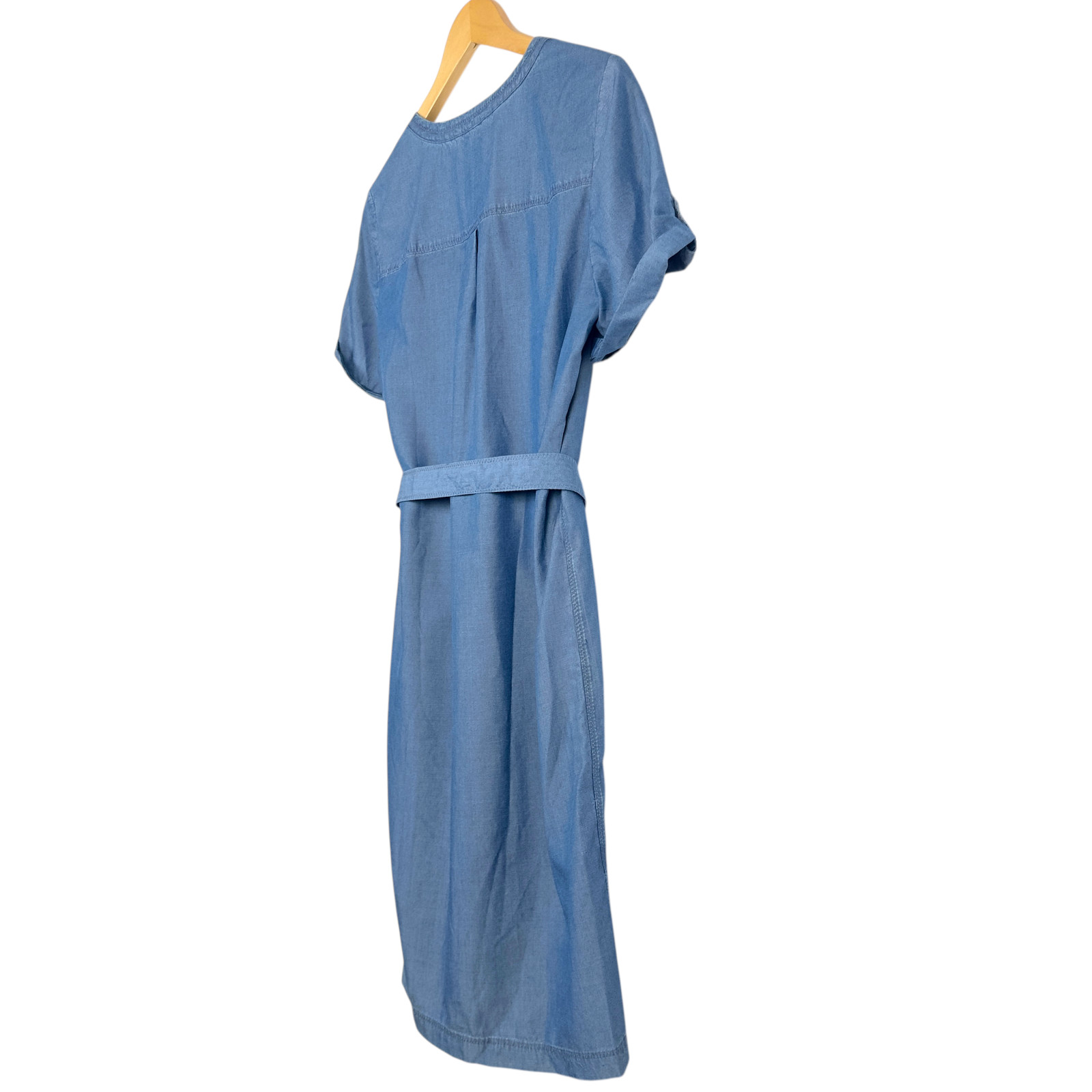 Comptoir des Cotonniers Lyocell Chambray Dress 38 S Blue Belted Minimalist