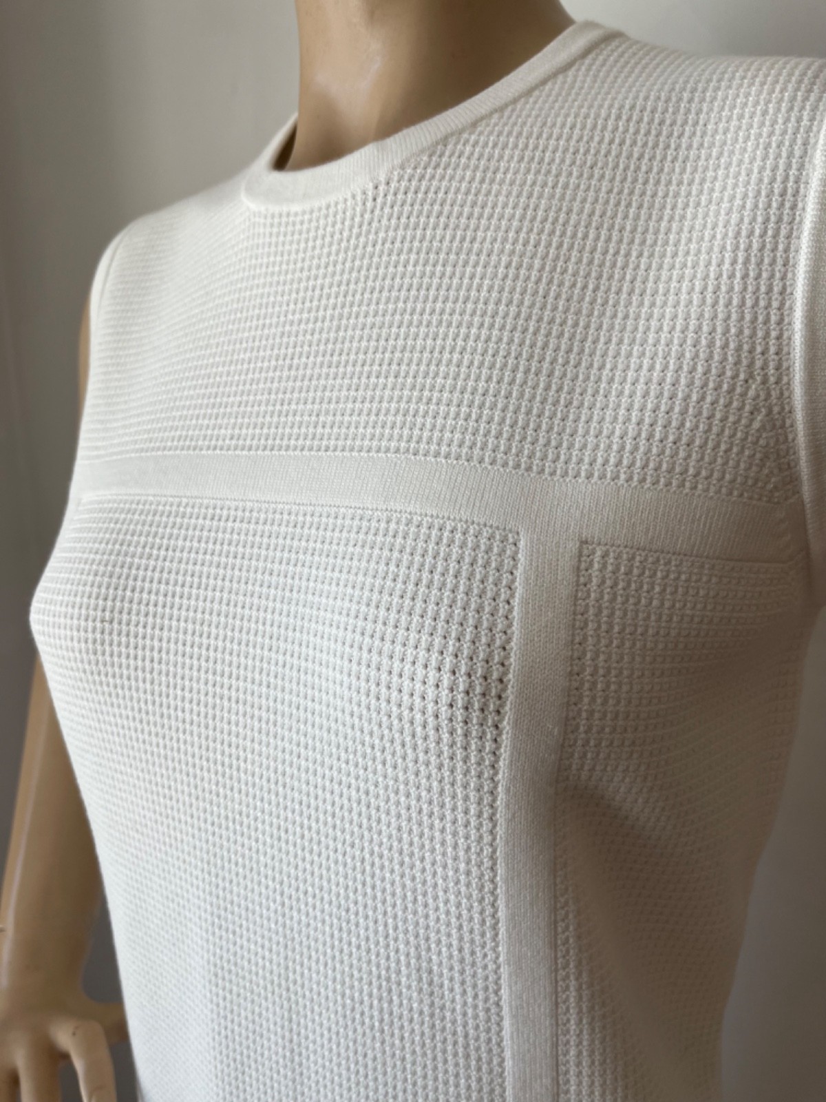 NWT ST JOHN KNIT SIZE XL 14/16 WHITE WAFFLE KNIT SHEATH DRESS
