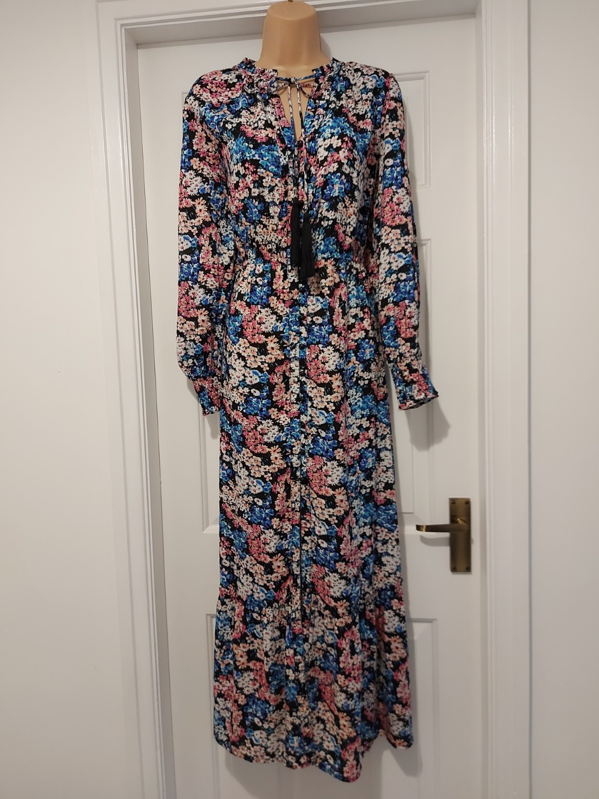 JOE BROWNS FLORAL VINTAGE BOHO STYLE TASSEL TIES MAXI DRESS – Sz 12-14