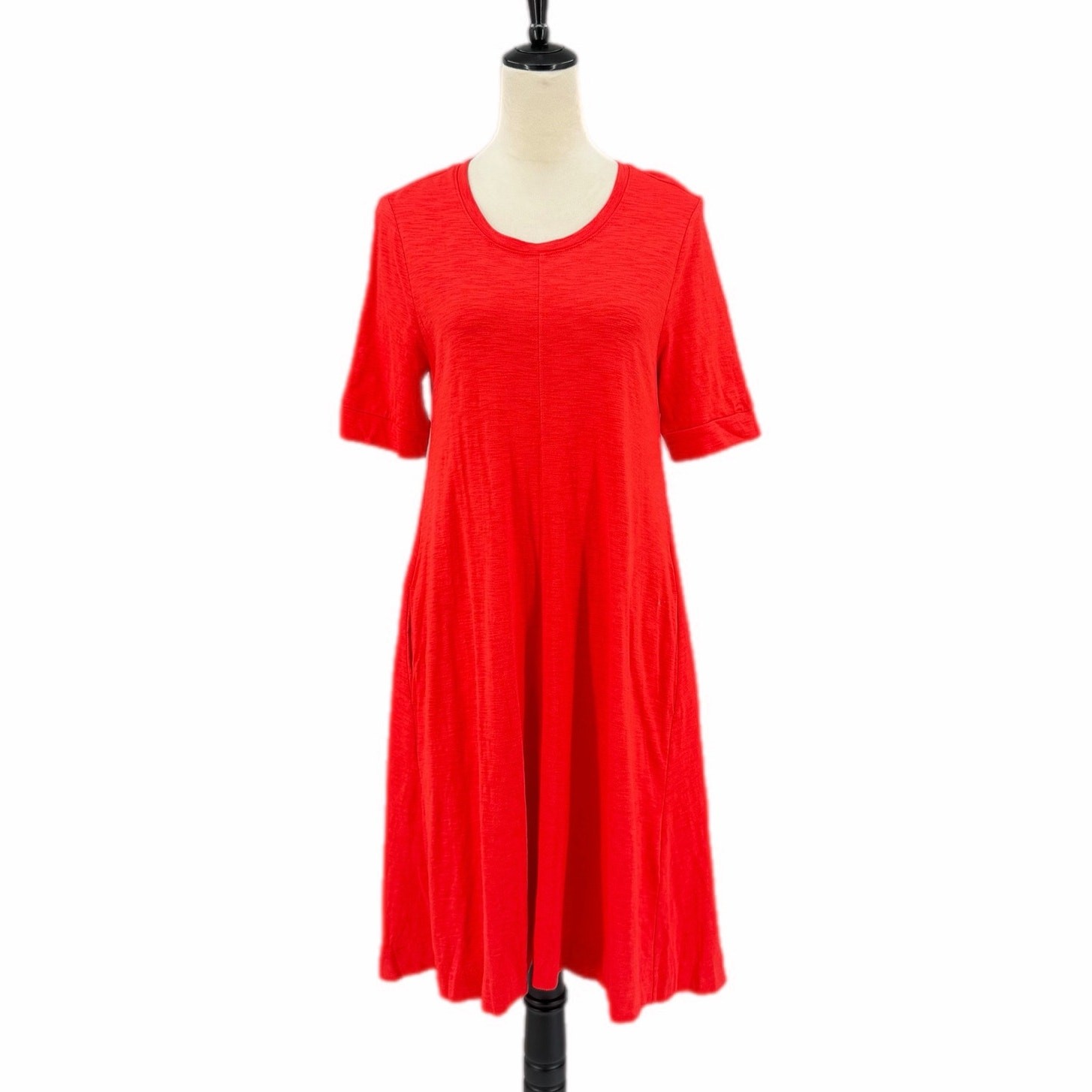 Chico’s NEW Sz. 0 Seaming Tee Short Sleeve Flame Scarlet Red Soft T-Shirt Dress