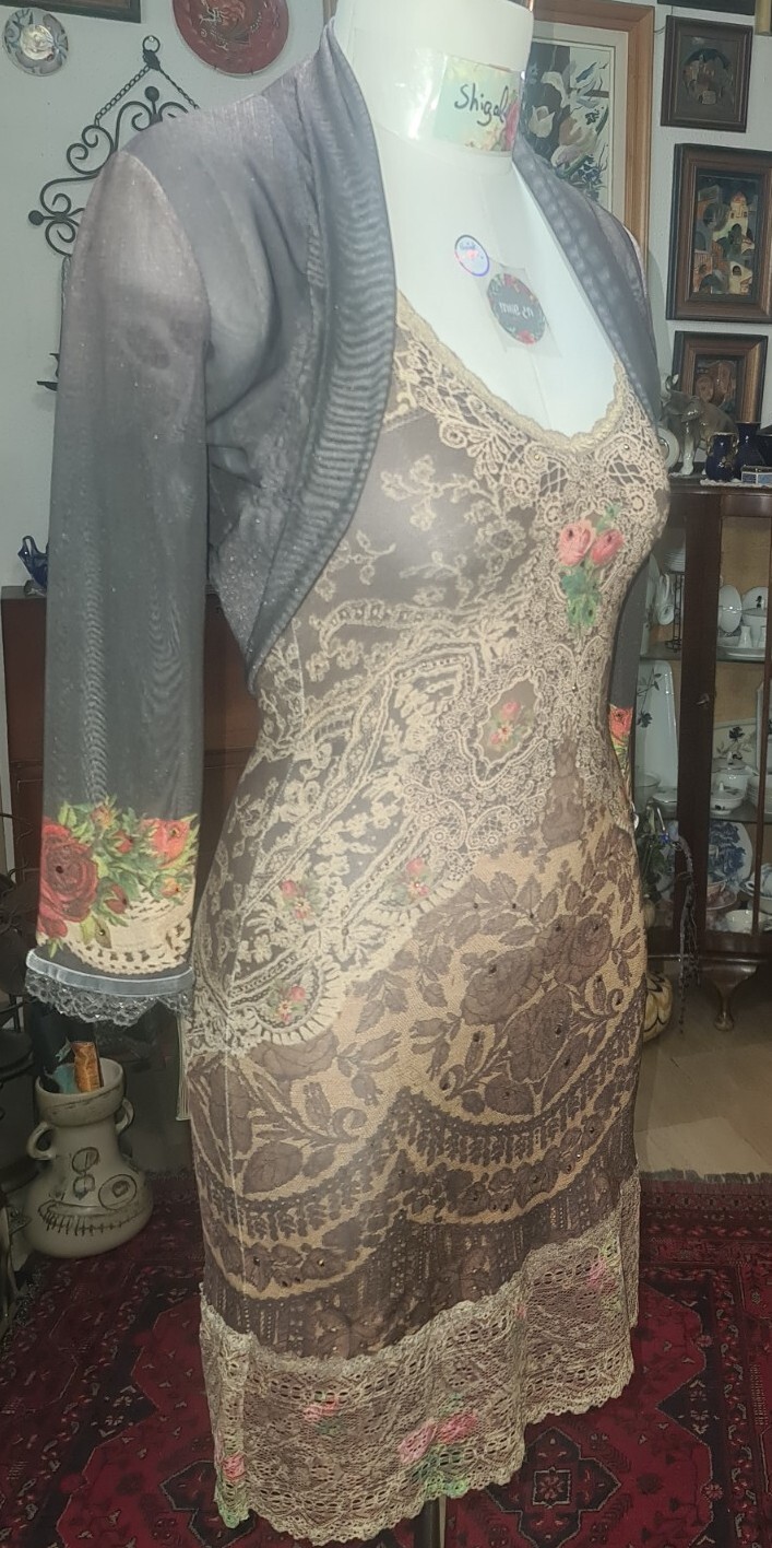 Michal Negrin Sleeveless Dress Lace Trim Best Seller Pattern- Size “XS-S”