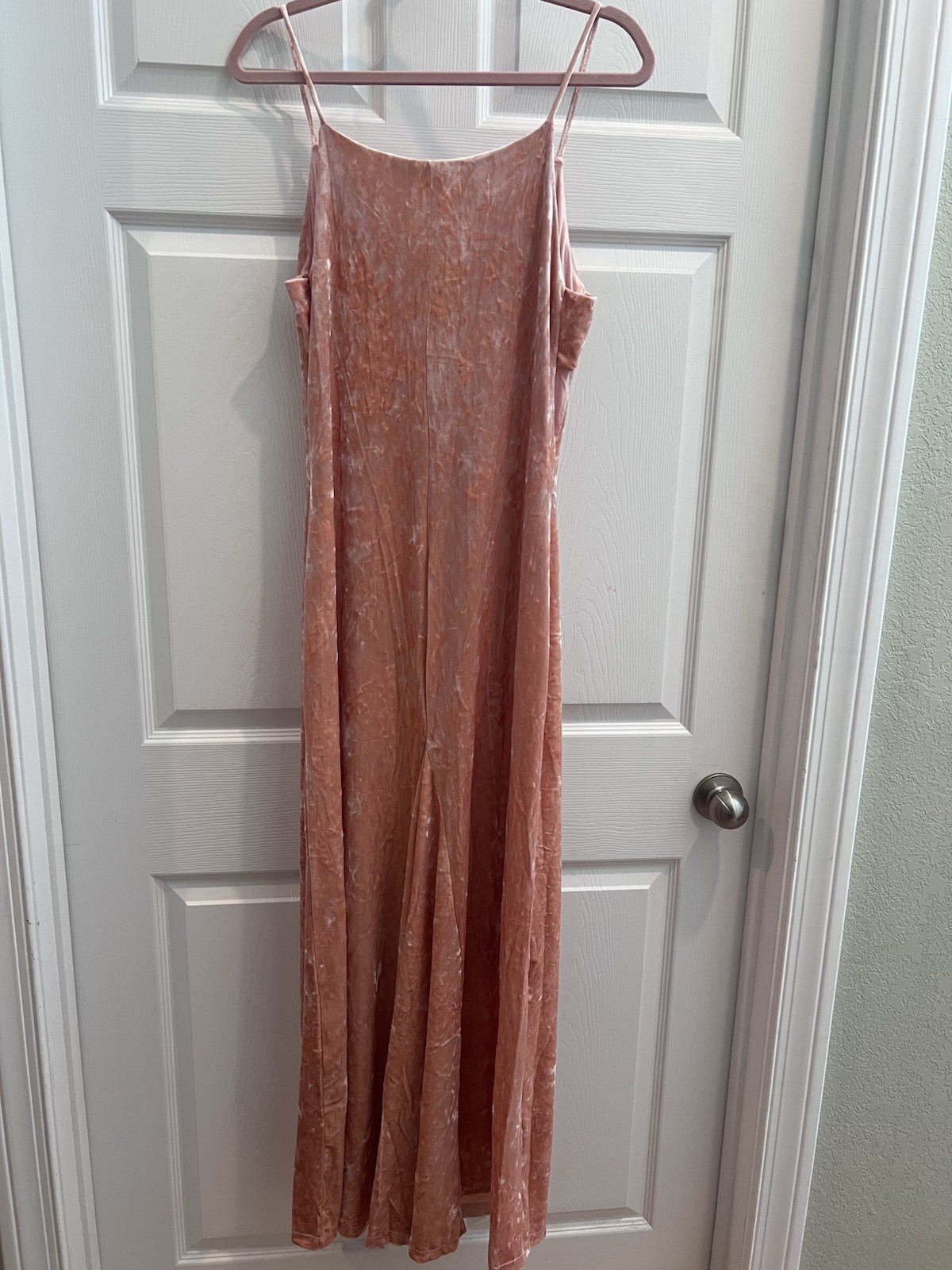fraiche by J Peach Solid Velvet Maxi Dress V-Neck Strappy Stretch L