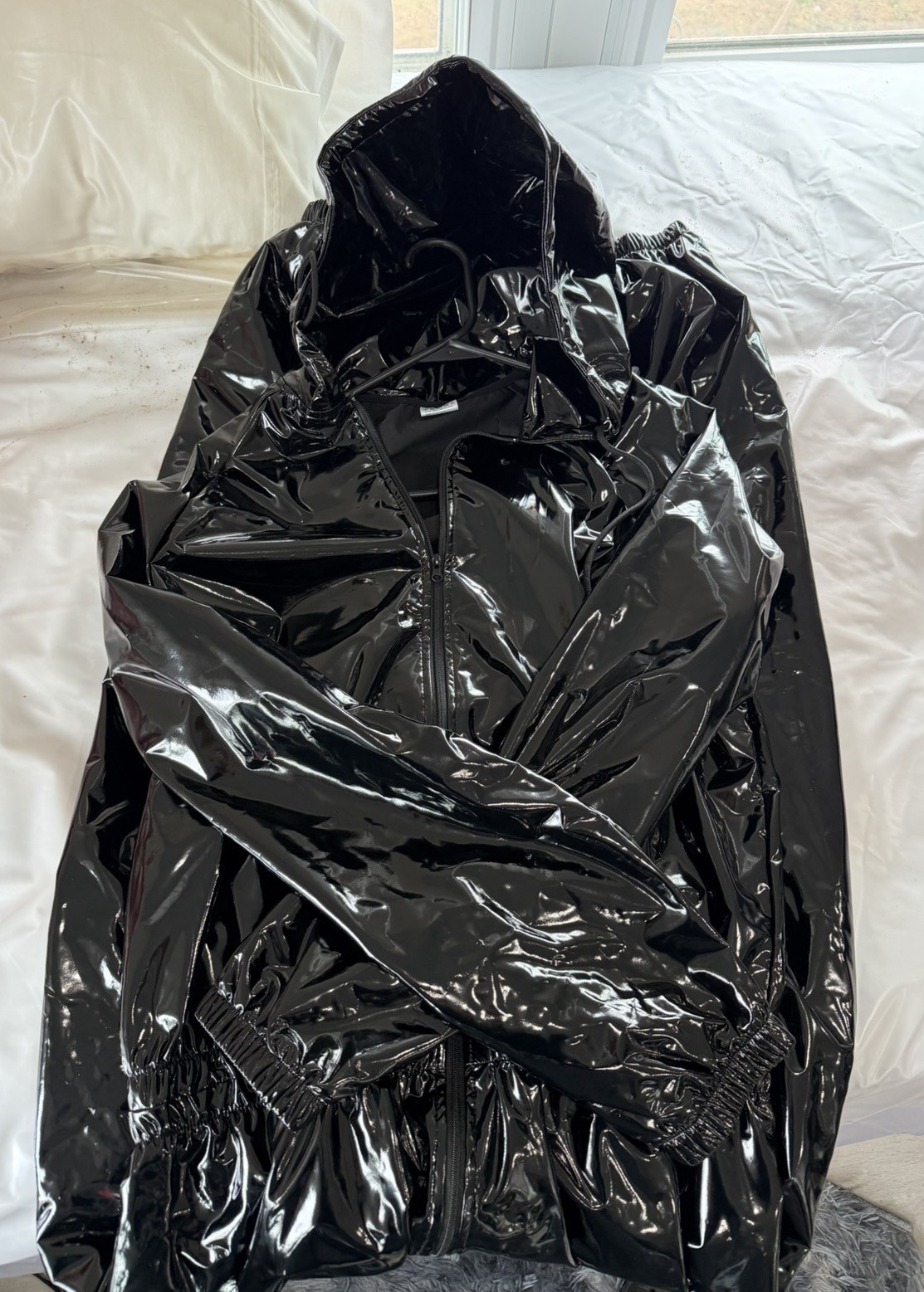 Shiny Black vinyl jumpsuit Size large