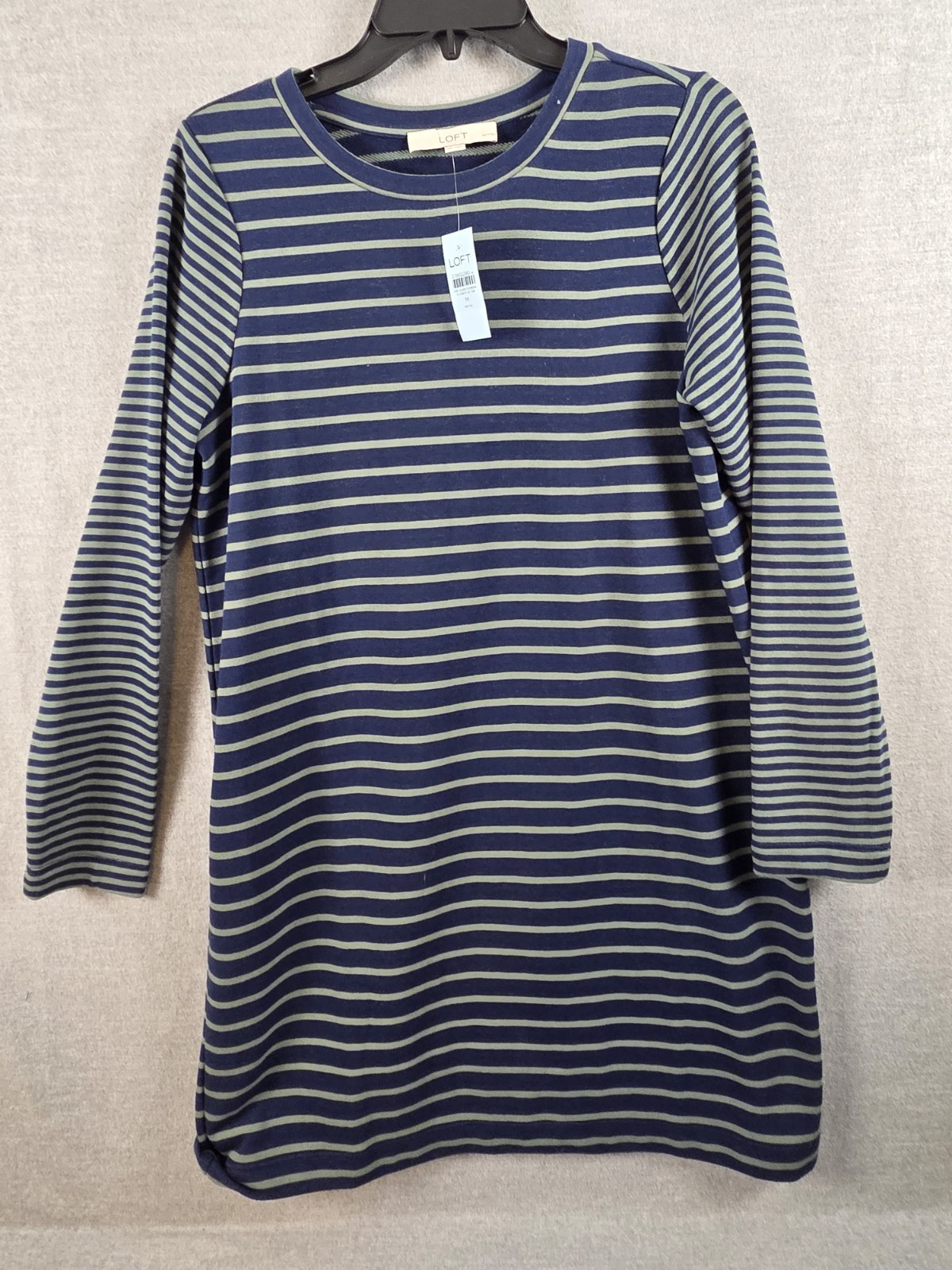Loft Petite M Shirt Polo Dress Knit Navy Stripe Stretch Preppy Comfort Work NEW