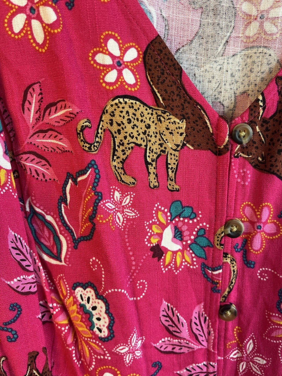 Torrid Midi Rayon Slub Button Front Tie Safari Dress Leopard Plus Sz 2 NWT