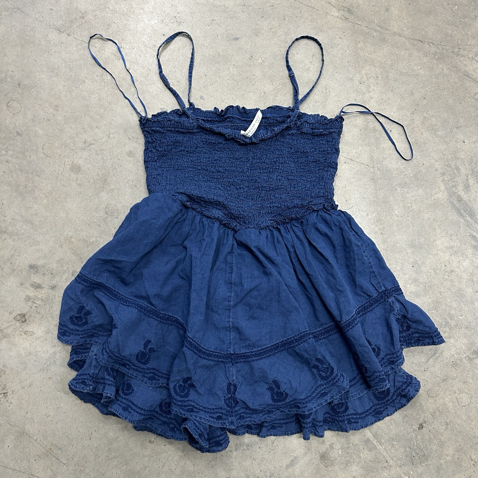 AMERICAN EAGLE Bella Ruffle Tiered Romper Cotton Sundress Scoop Neck Size M