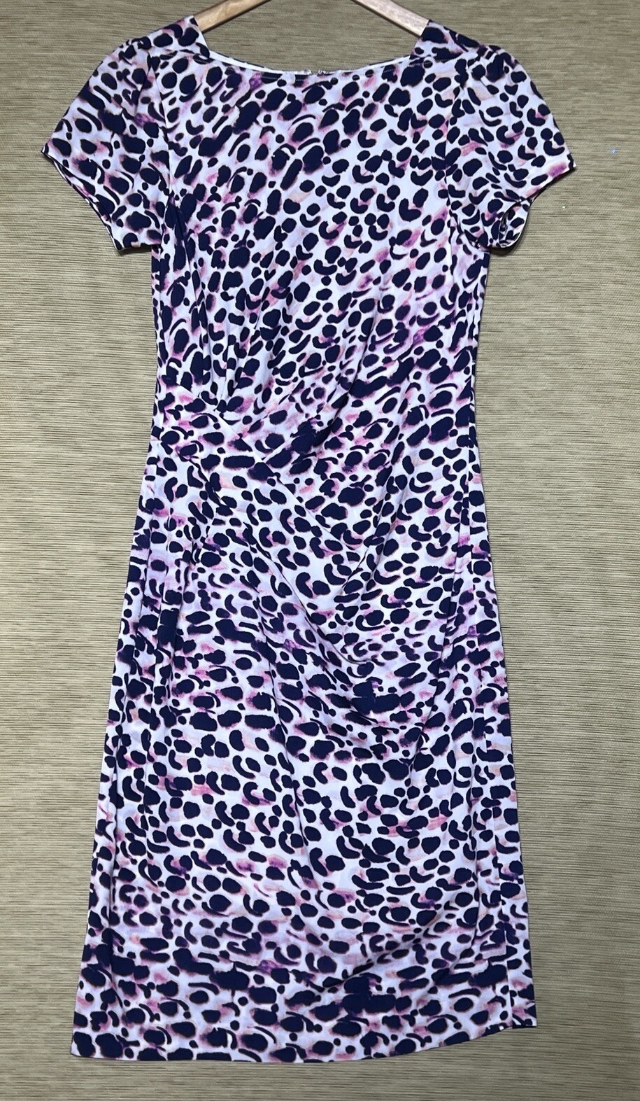 Jaeger Dress Womens Size 8 Purple Mix Shift Short Sleeved Summer Wedding New.