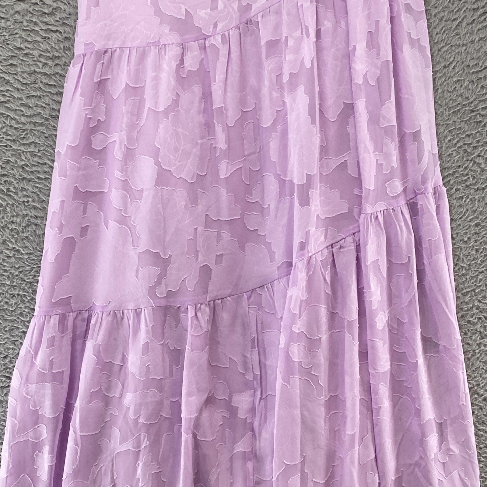 Hello Molly Strapless Sweetheart Midi Dress Womens Large Floral Tiered Lilac