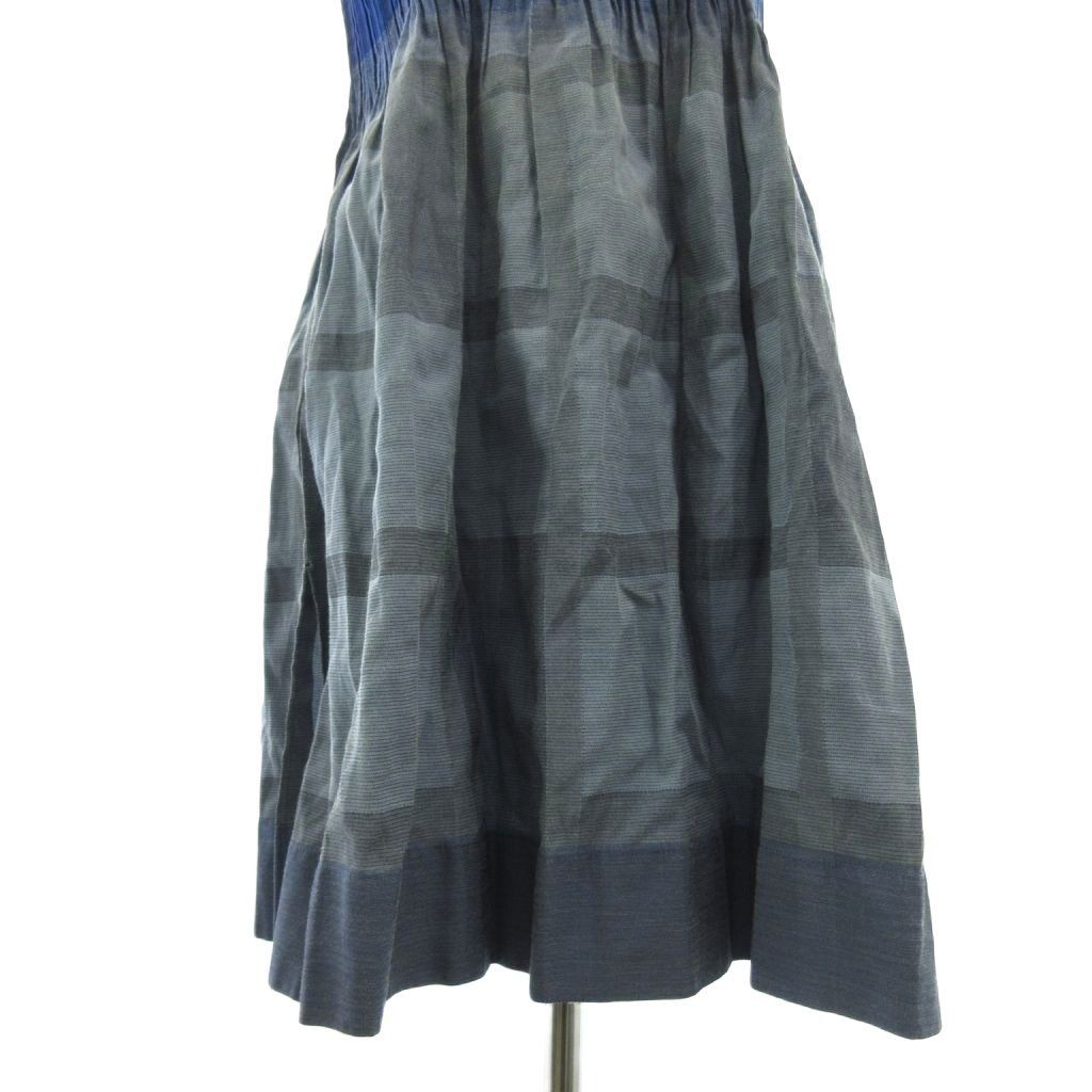 Issey Miyake ISSEY MIYAKE Disappearing Pleats Tunic Dress Check Blue 2 Approxima
