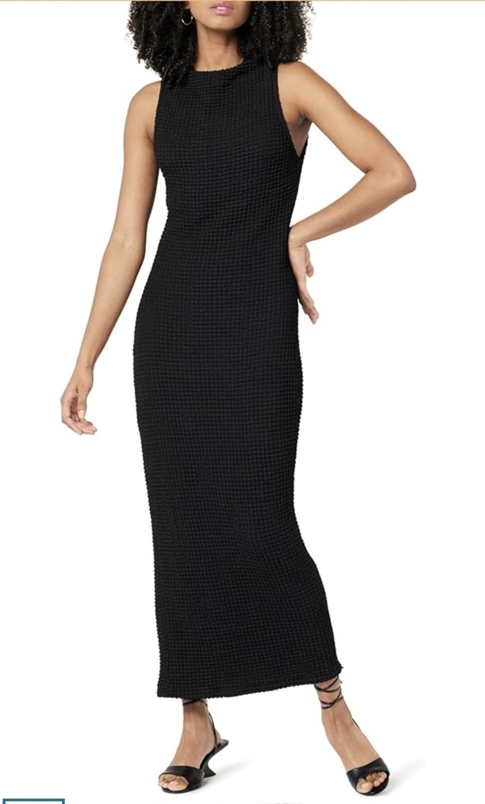The Drop “Lena” Black High Neck Textured Midi Dress Womens L (Free Shipping)