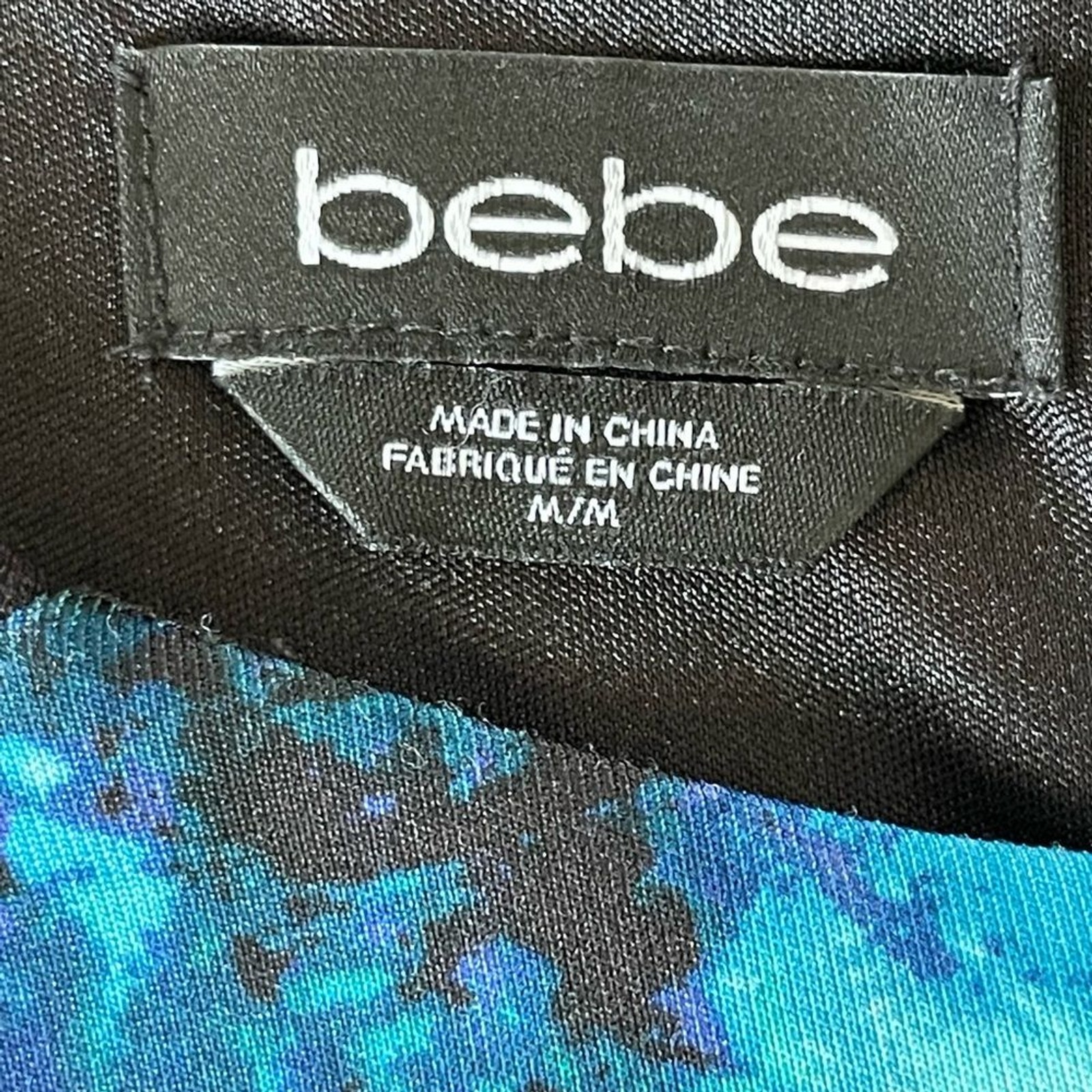 Bebe Abstract Marble Print Bodycon Dress Long Sleeve Size M