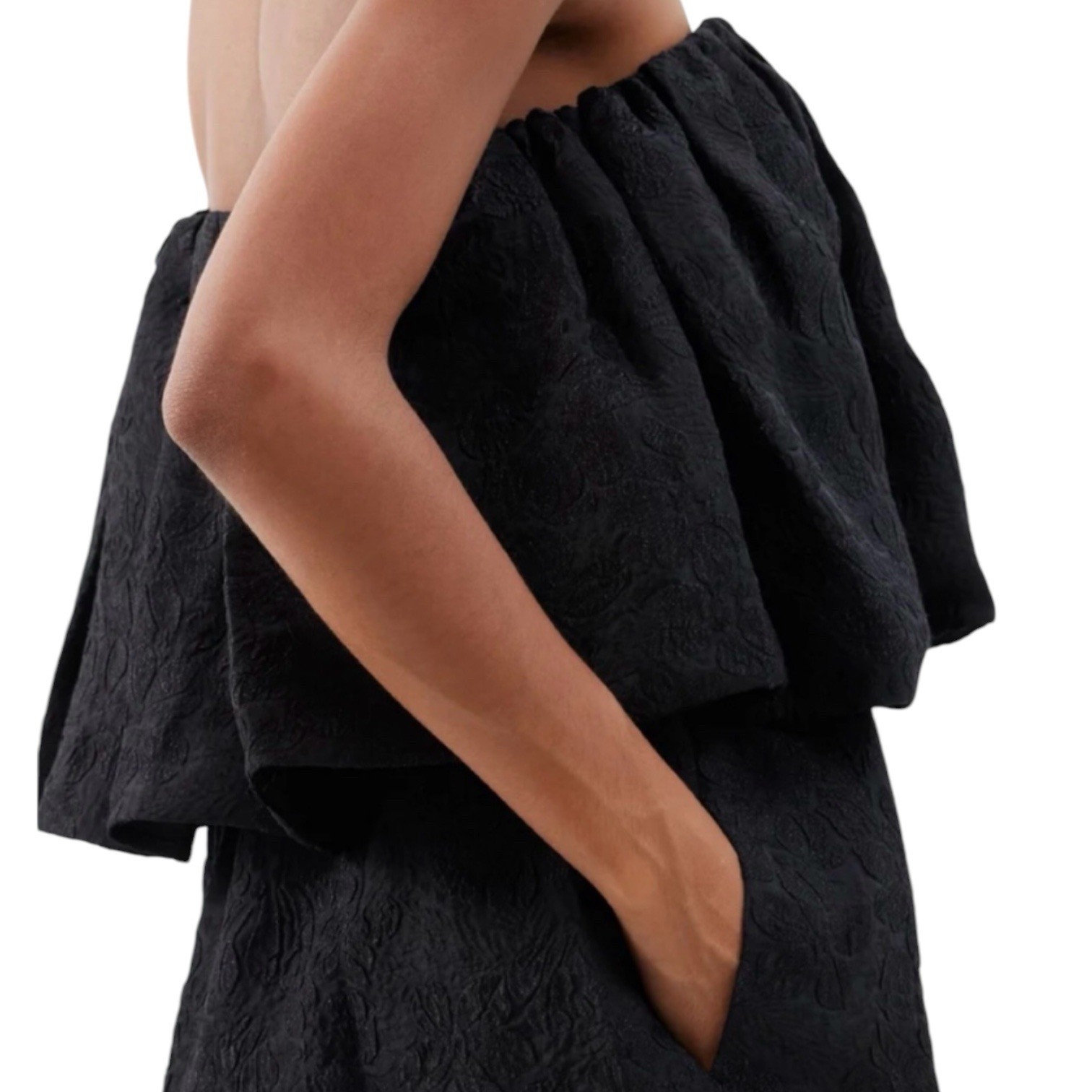 Ulla Johnson Mini Dress Size 4 Strapless Jacquard Floral Motif Black Silk Blend