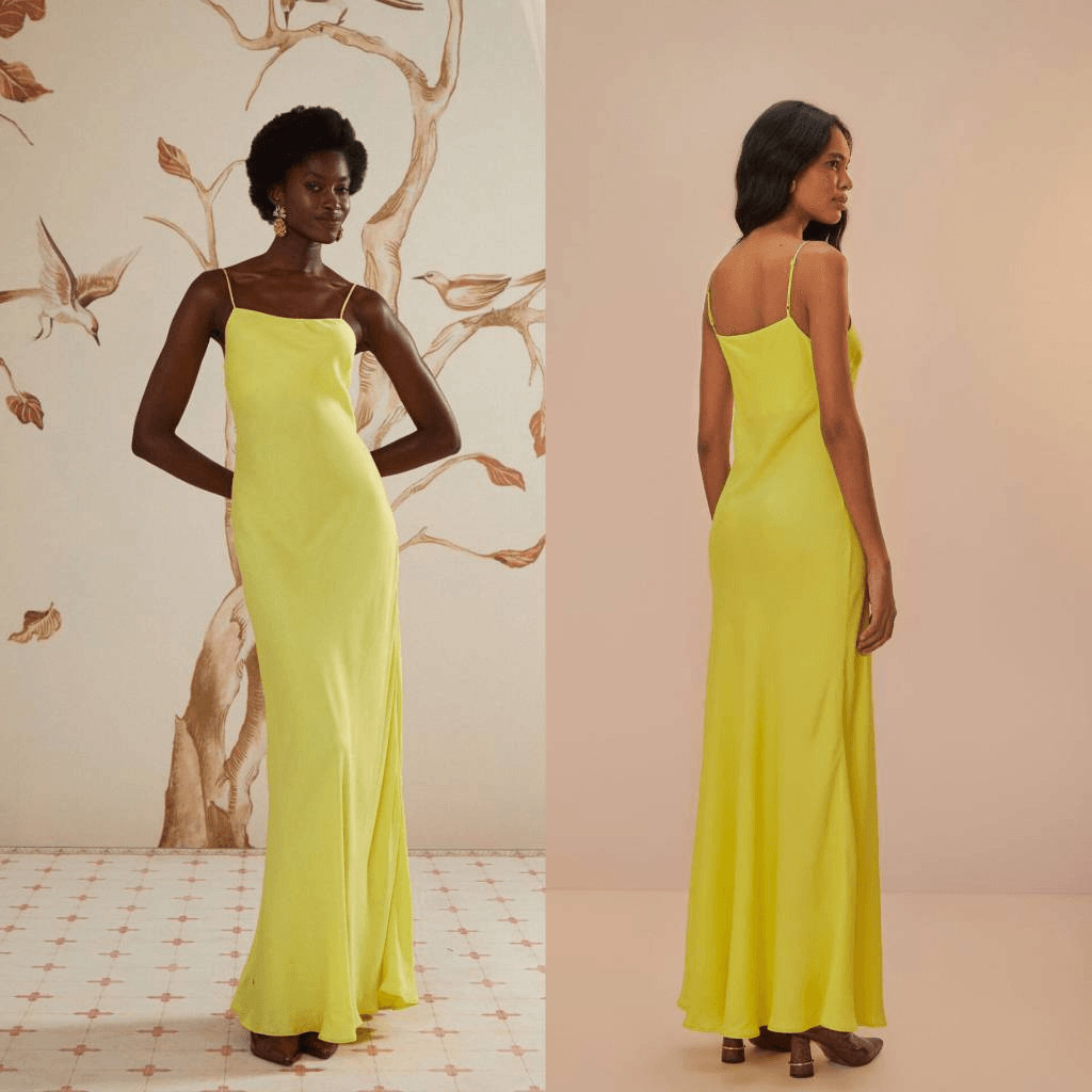 Farm Rio neon green lenzing ecovero viscose slip dress M