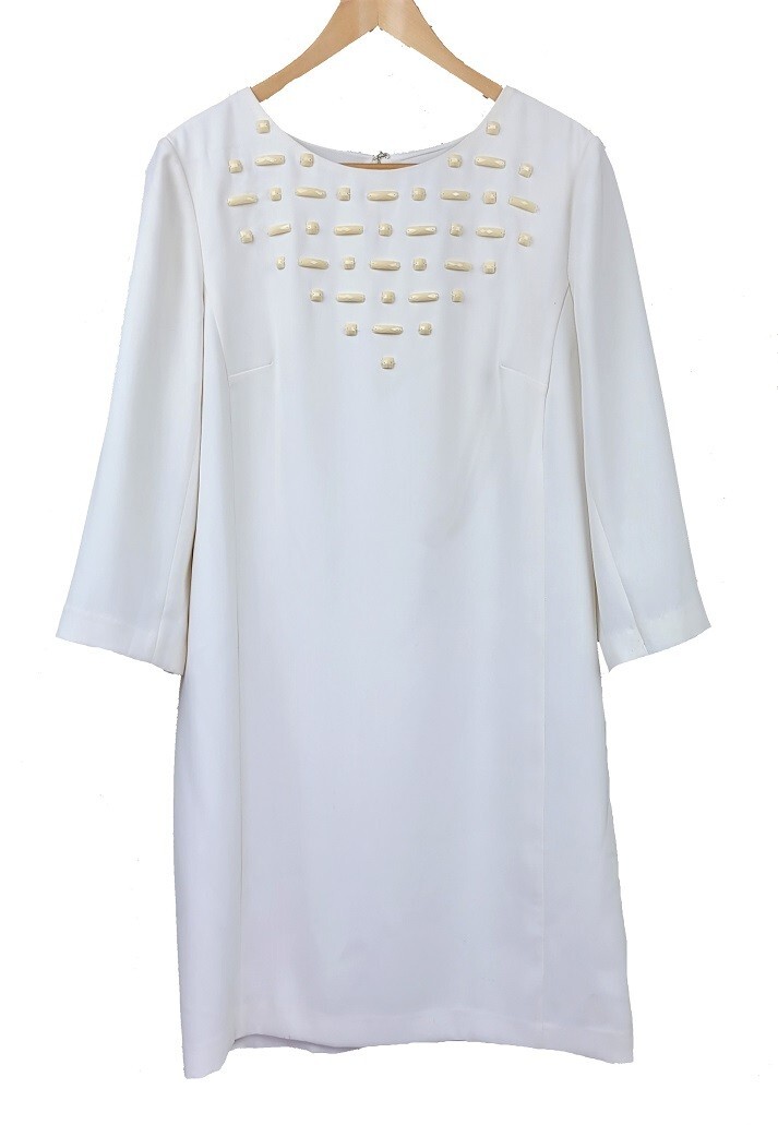 Ann Taylor cream ivory embellished women’s shift career Dress Size 10