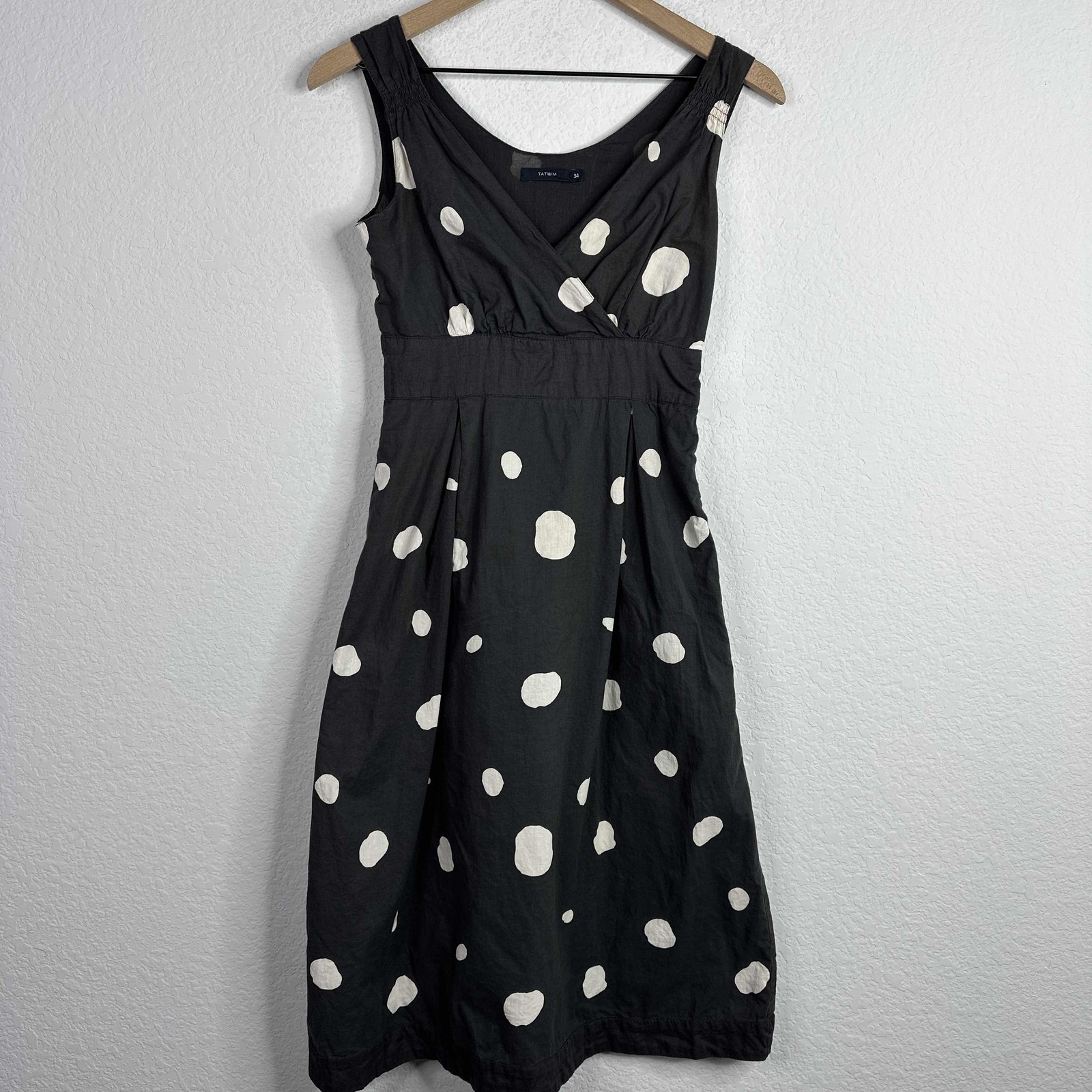 Tatum Dress Womens Size 34 Black Polka Dot Sleeveless Retro Cottagecore A-Line