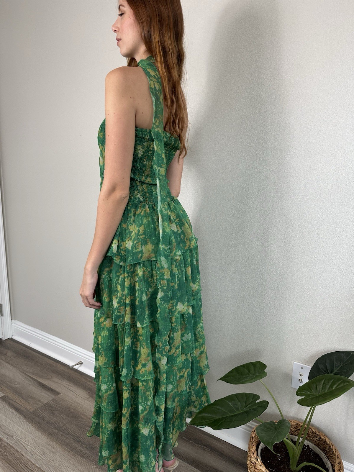 Like My Choice Ruffled Women Size Large Green Dress