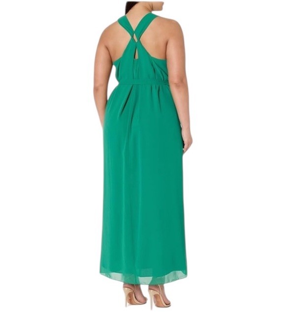 City Chic Halter Bliss Maxi Dress Size 16 Muted Burnt Orange Chiffon NWT.