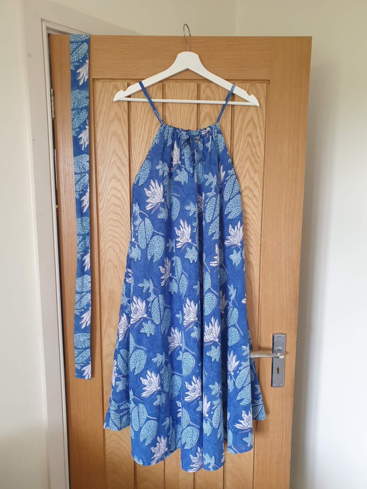 indigo Block Print Indian Anokhi Floral Cotton hippy boho tank Dress S M l XL