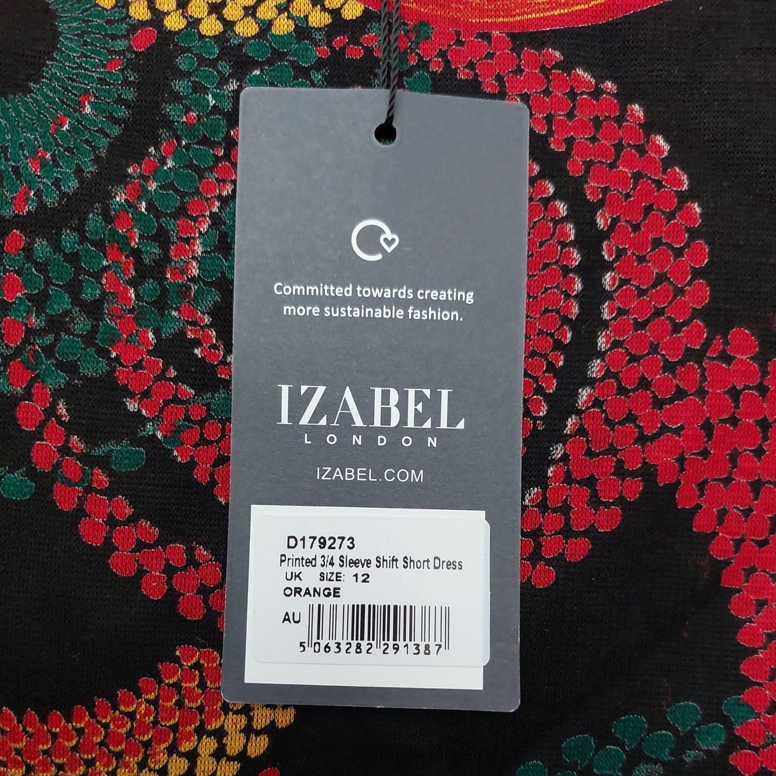 Izabel London Circular Patterns Print 3/4 Sleeve Short Shift Dress UK12 EU40 NEW
