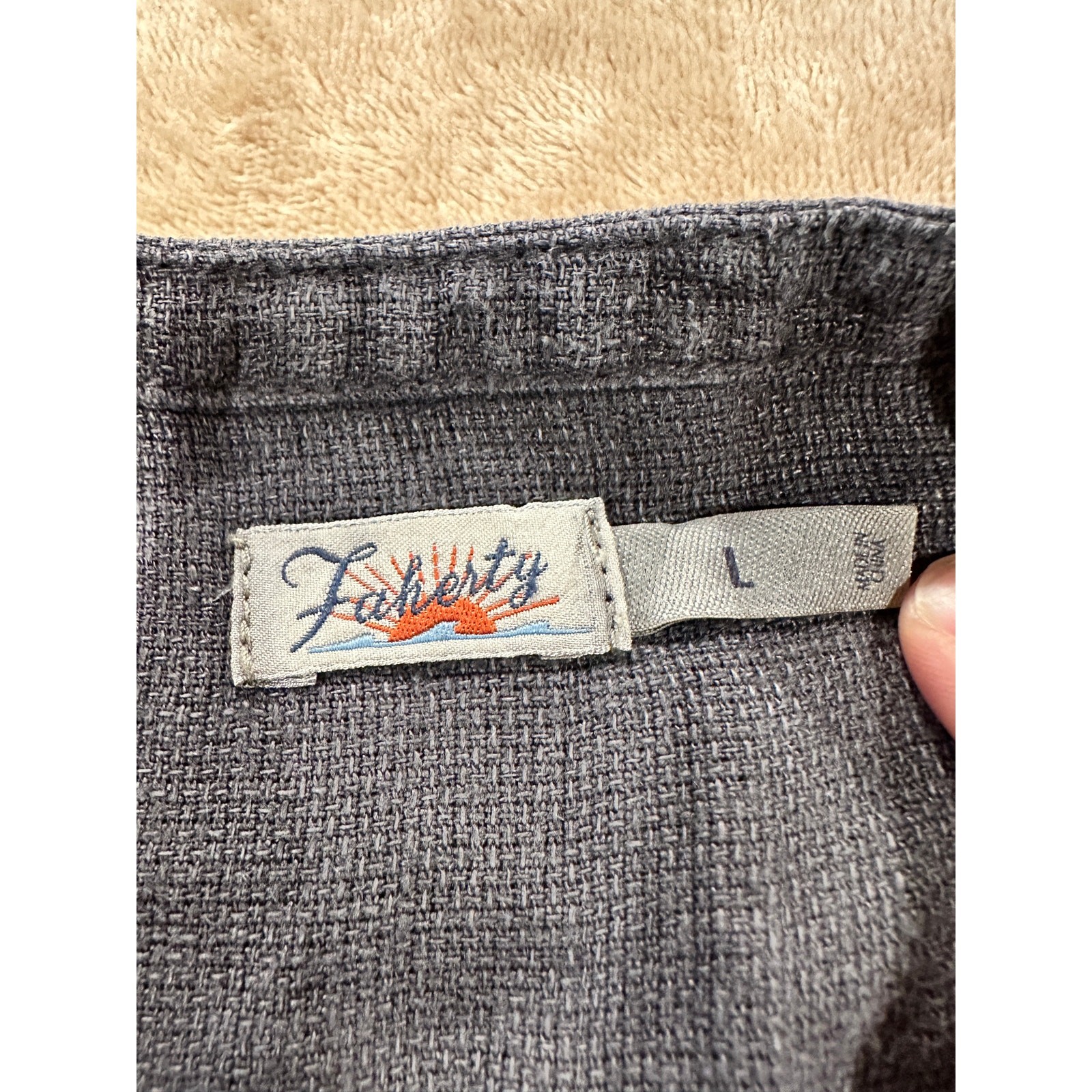 Faherty 100% Linen Sleeveless Shift Dress Charcoal Gray Women’s L