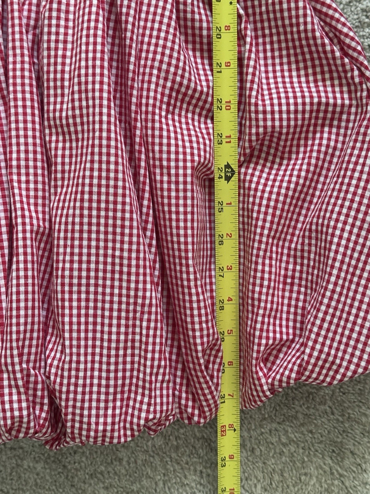 AMYLYNN Red/White Gingham Smocked Mini Dress, Short Sleeve Round Neck US 6