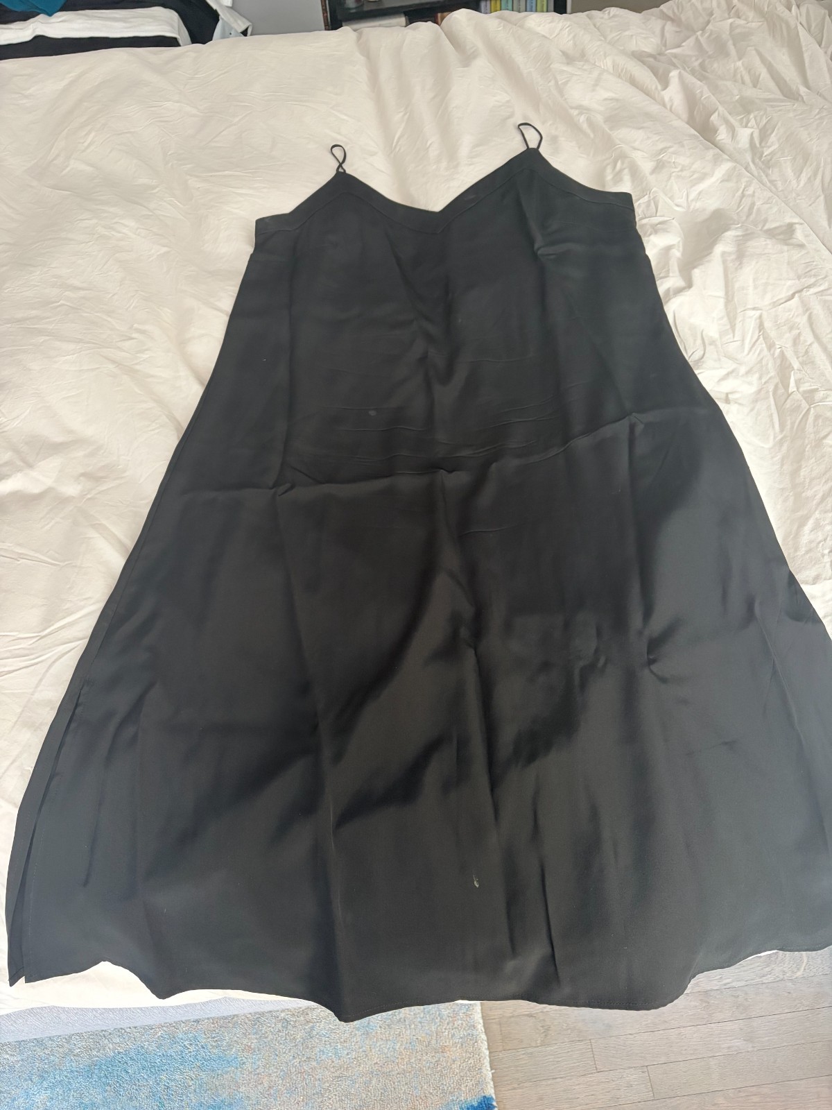 Cuyana Black 100% Silk Midi Slip Dress Women’s Large