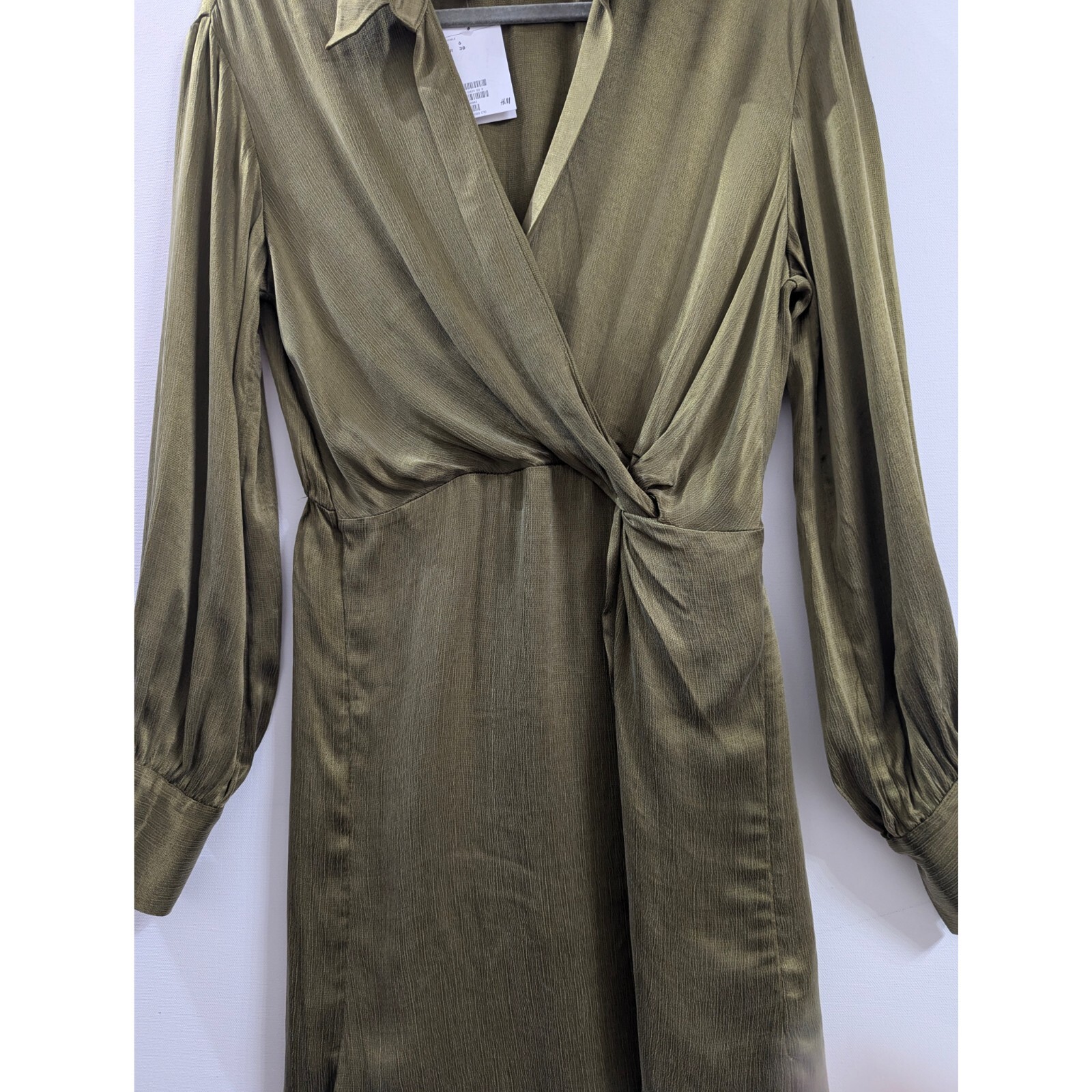 H&M Low-cut V-neck Wrapover Tunic with Draped Knot Detail Size 6