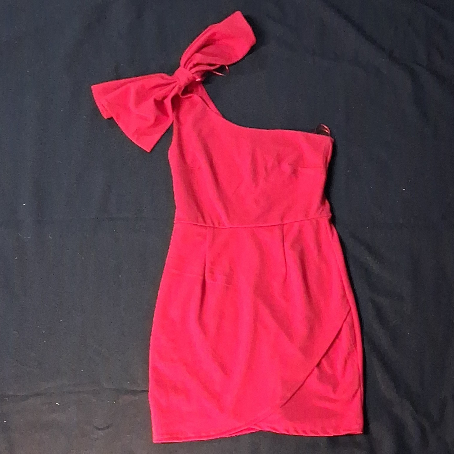 Miami for Francesca’s Pink One-Shoulder Bow Mini Dress Zip Back M