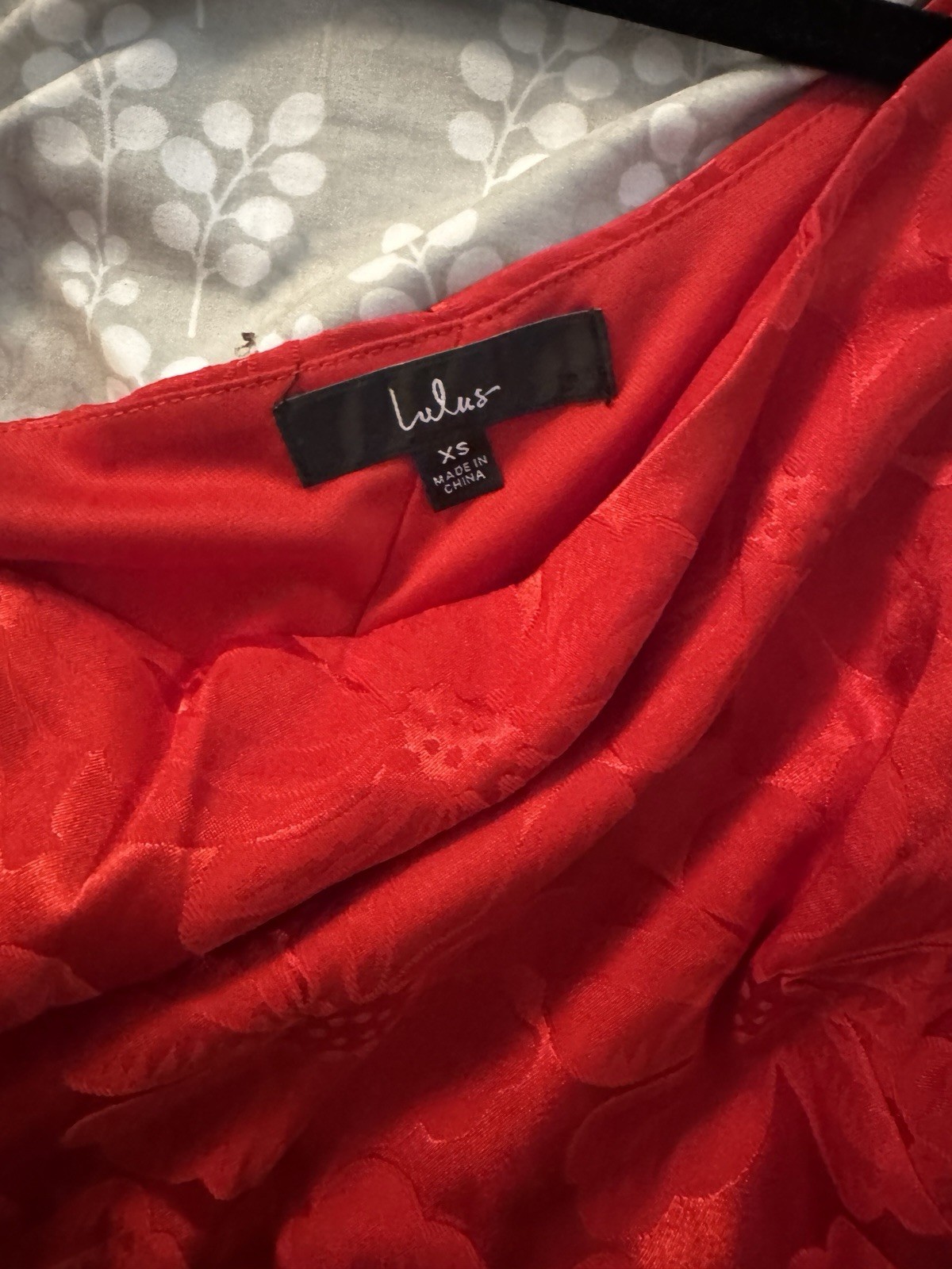 Lulus Red Floral Jacquard One Shoulder Maxi Dress XS Slit Lined Zip