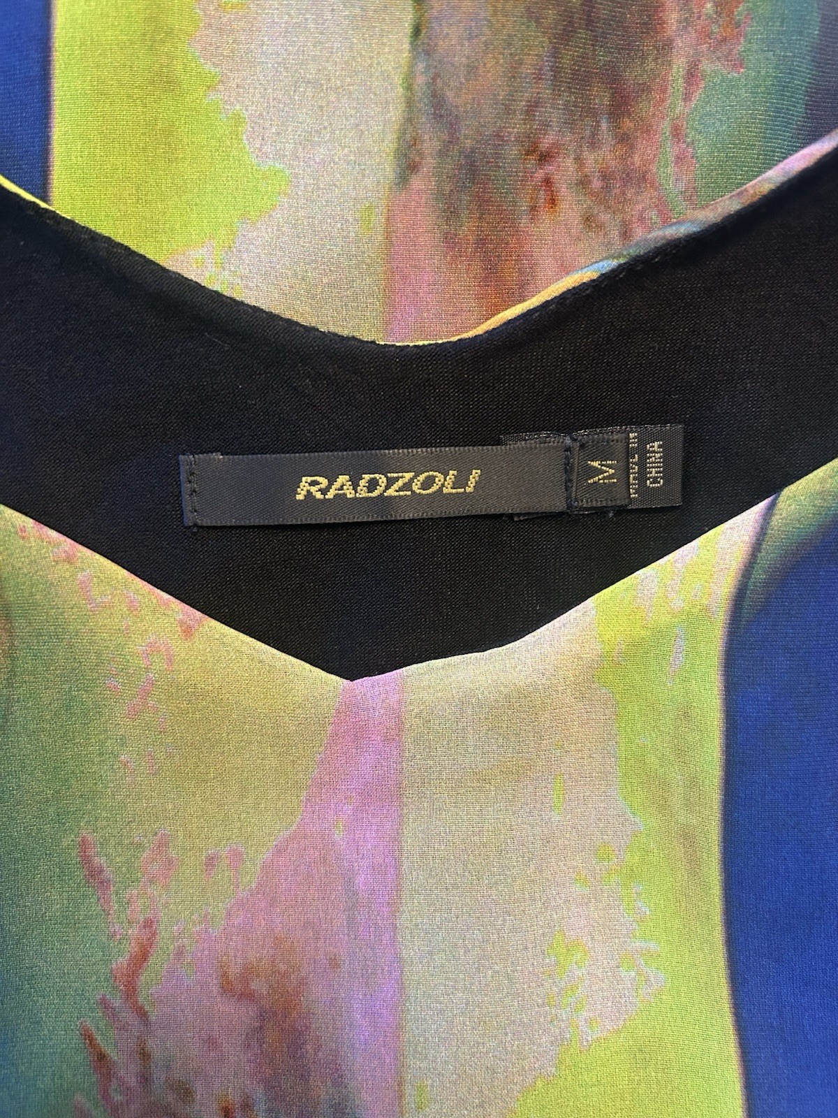 RADZOLI Multicolor Abstract Boho Arty Tank Maxi Dress Medium Built-In Blk Tank