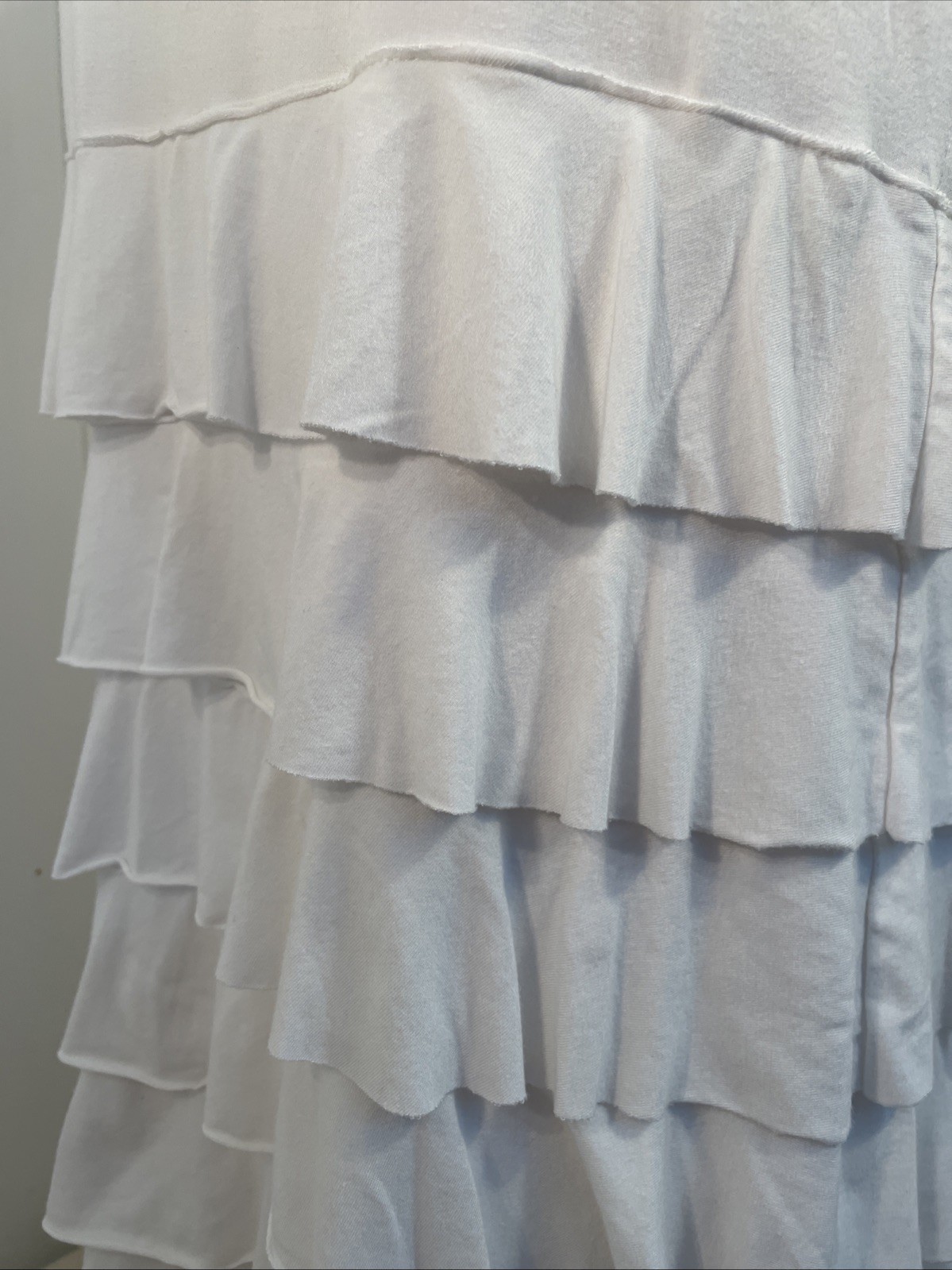 Soft Surroundings Size XSmall White DRESS Multi Tier Ruffle Bust-33″ Feminine