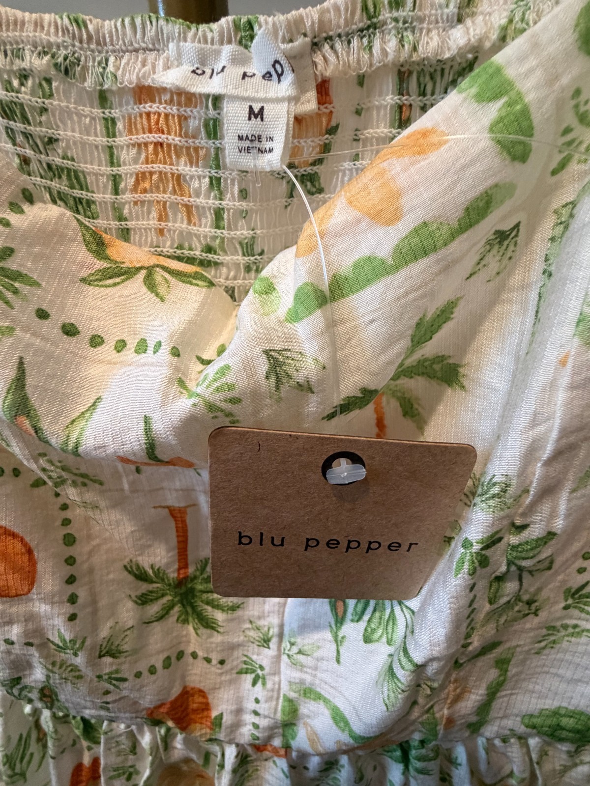 Blu Pepper NWT Women’s Veggie Print Tiered Maxi Dress Size M Garden Party