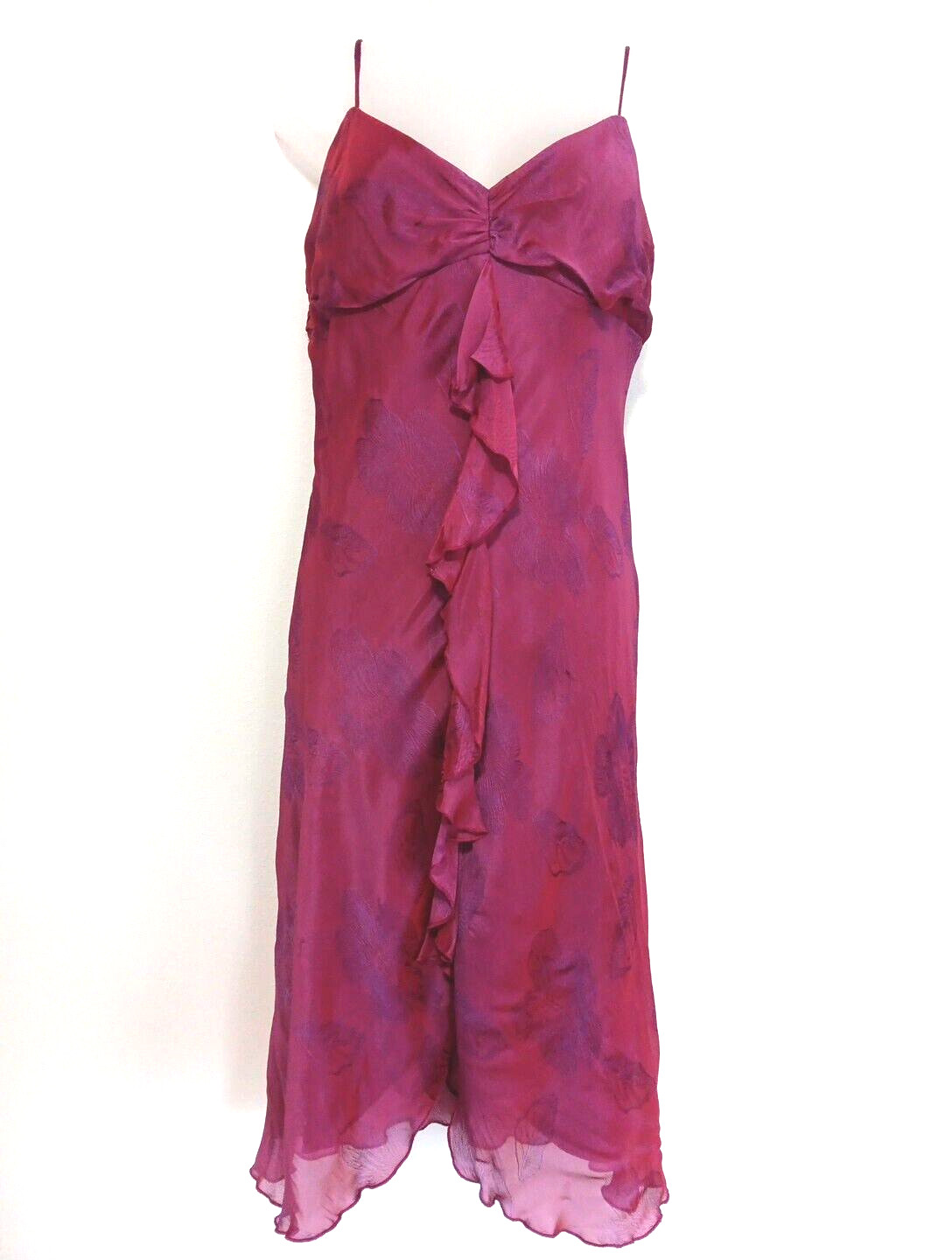ABS Babydoll Dress 12 VTG Purple Floral Ruffle Romantic Y2K Fairy Retro Girly