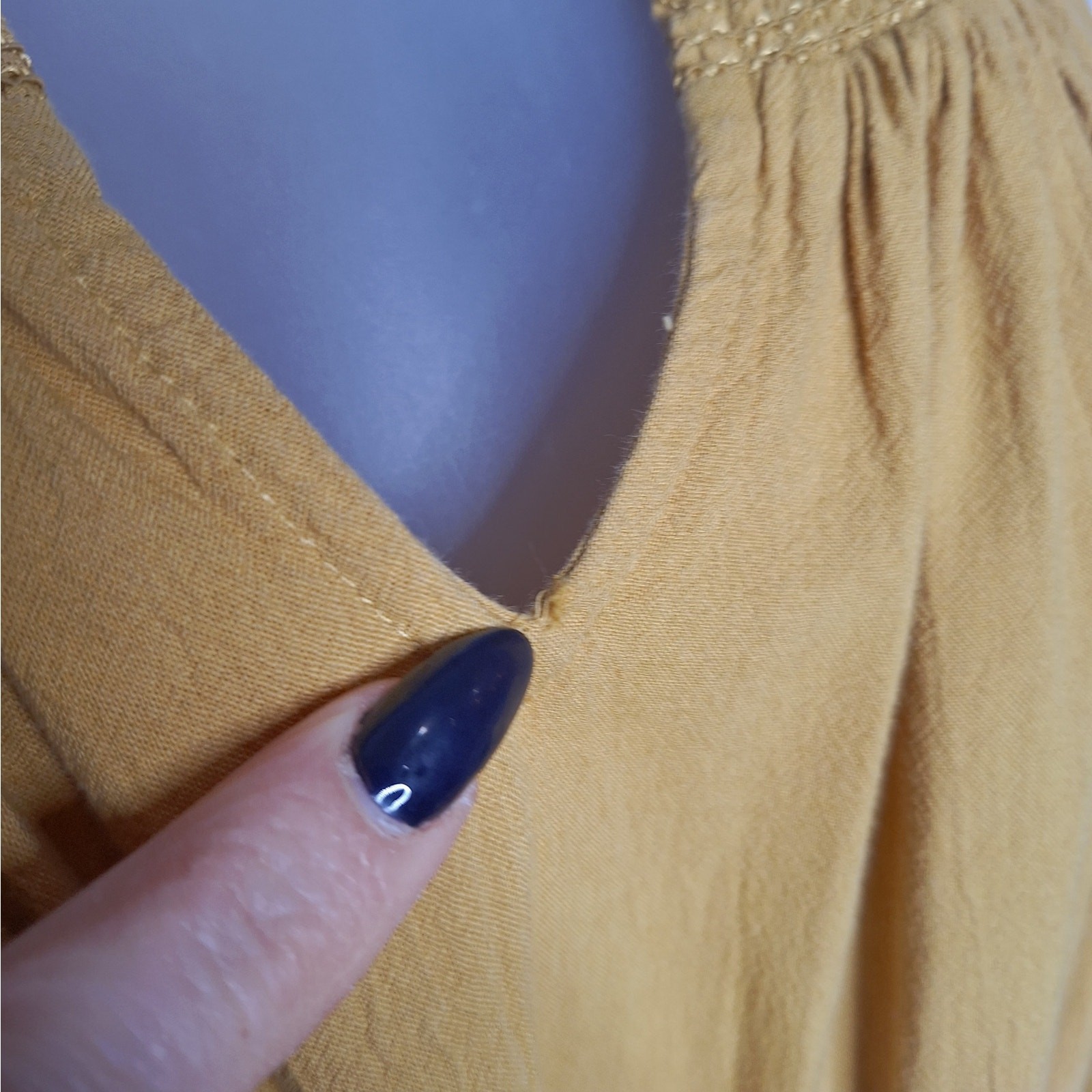 Old Navy Cinch Waist Prairie Dress Celandin M Cotton Blend Mustard Boho Peasant