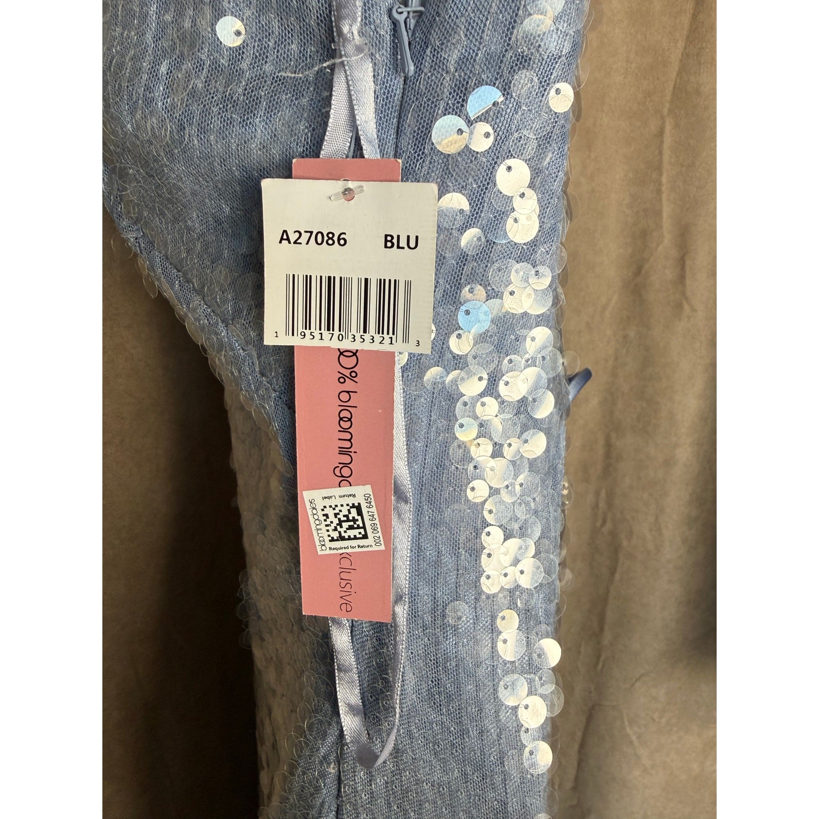 Aqua Betsy & Adam Periwinkle Blue Sequin Gown Dress 4 NWT