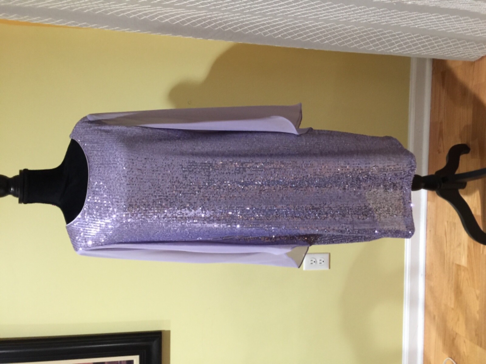 Ladies Connected Apparel Elegant Lavender Sequins dress 14 made in Sri Lanka