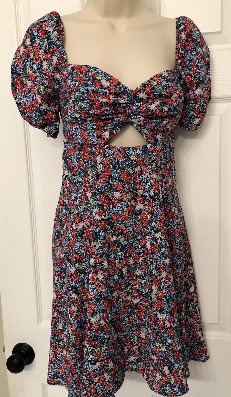 Gianni Bini Flower Midriff Dress Blue Red Pink Green Fit Flare Size M New
