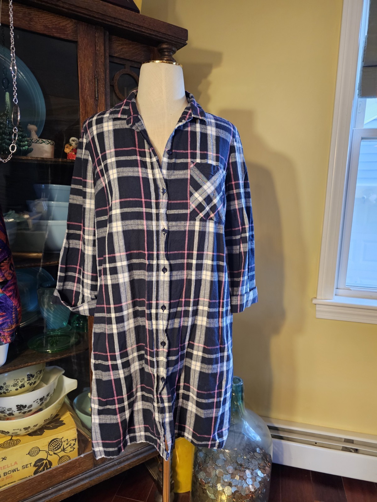 Women’s Barbour Shirt Dress Plaid Sz 6 EXCELLENT