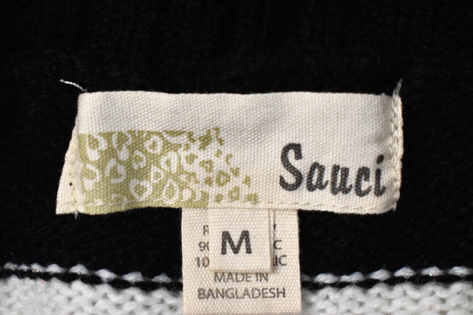 Sauci Dress Sweater White & Black Size Medium Women’s
