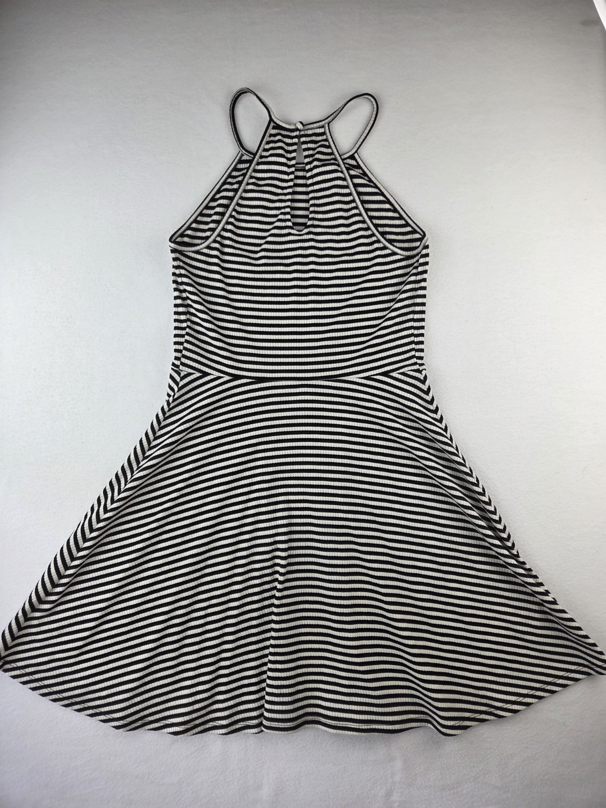Mossimo Women’s Size Medium Halter Dress Black and White Striped Fit and Flare