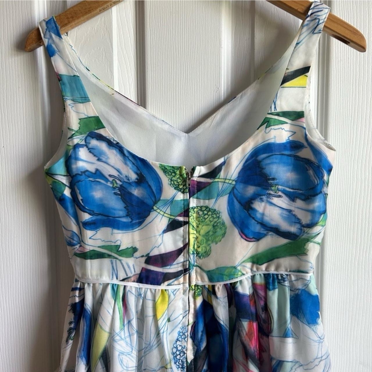 Everly Multicolor Fit & Flare Tea Length Floral Watercolor Abstract Dress