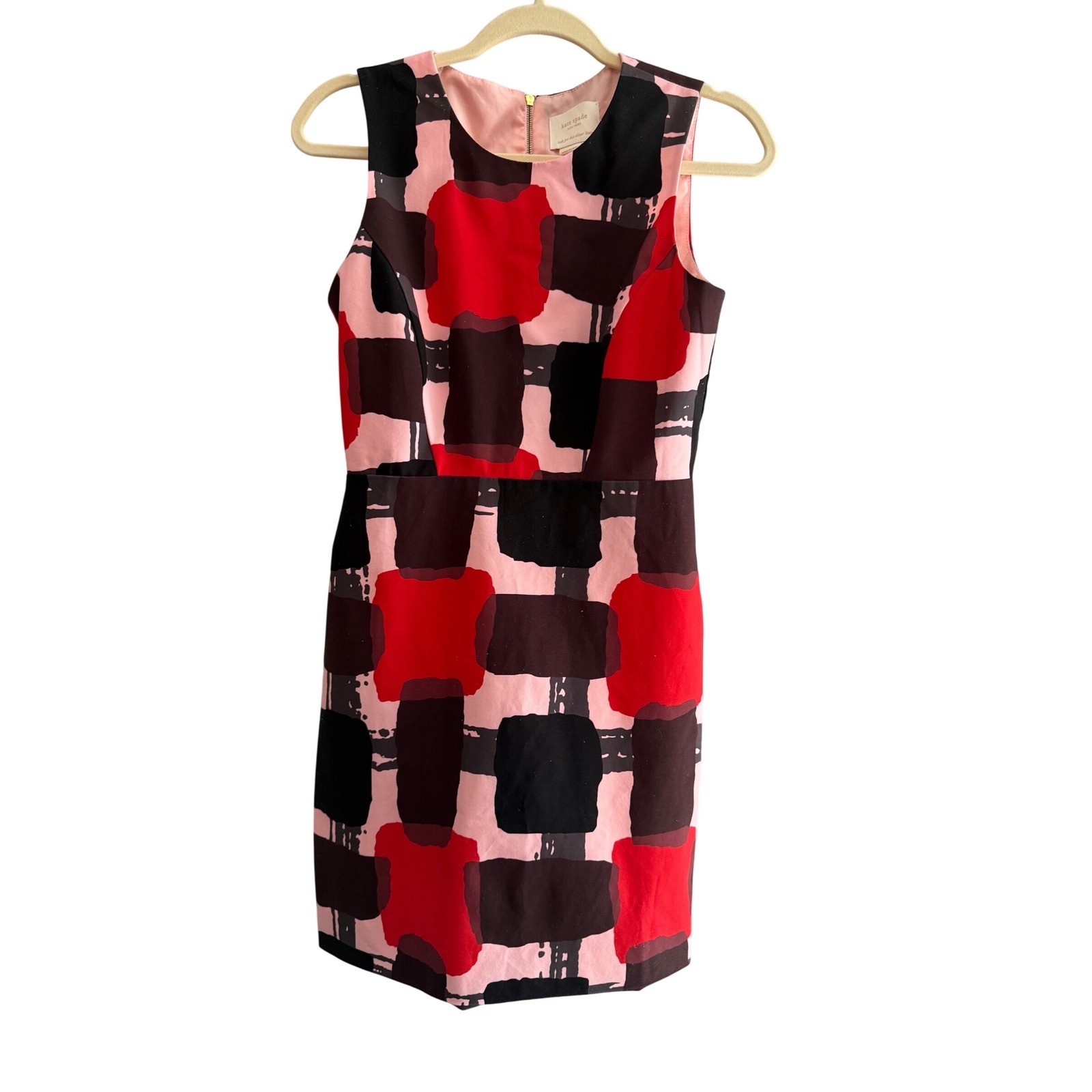Kate Spade New York Abstract Print Sleeveless Dress – Red Black Pink